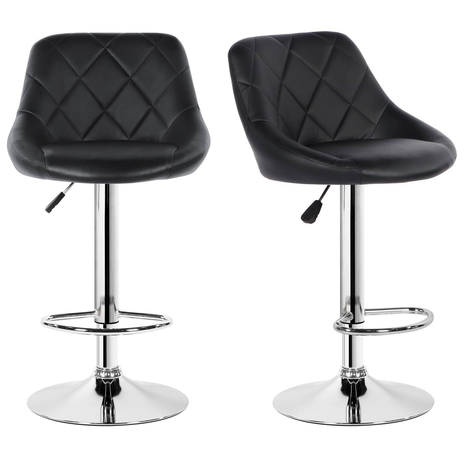 Hadwin Bar Stools Set of 2 Black Faux Leather