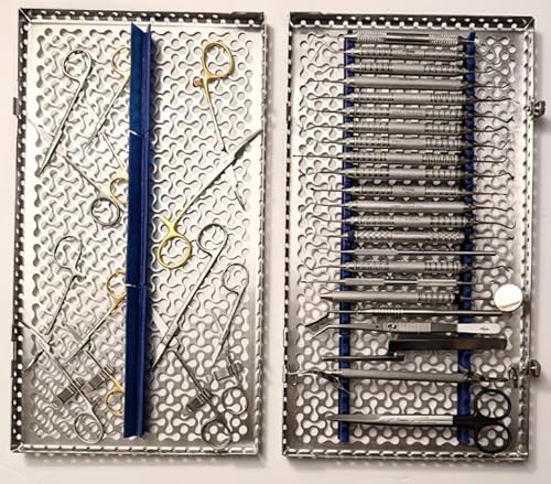 30 Essential Dental Instruments Kit with High Quality Sterilization Cassette by Frienfa, Rust-Free, Sterilizable, Made in German Stainless Steel, Long Lasting, Life-time Warraty
