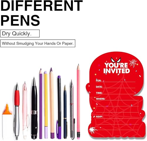 Miniatura 4 de Invitaciones de fiesta de 9 cumpleaños de superhéroe con sobres, tarjeta de invitación de nueve formas de cumpleaños de 9 años, suministros de