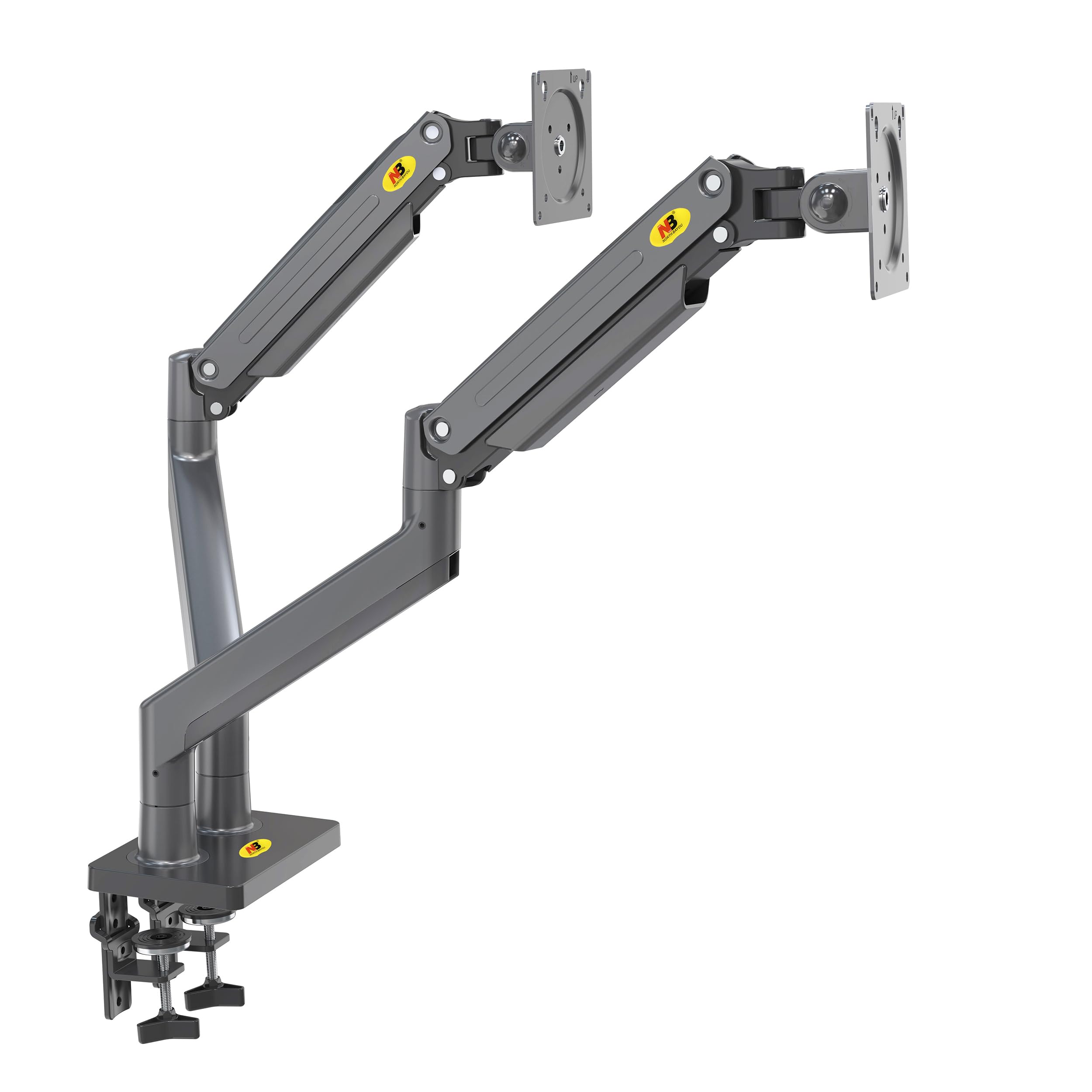 Support de Table avec Ressort à gaz pour Deux écrans LCD 22-32 Pouces VESA 75x75 mm - 100x100 mm, jusqu'à 15 kg