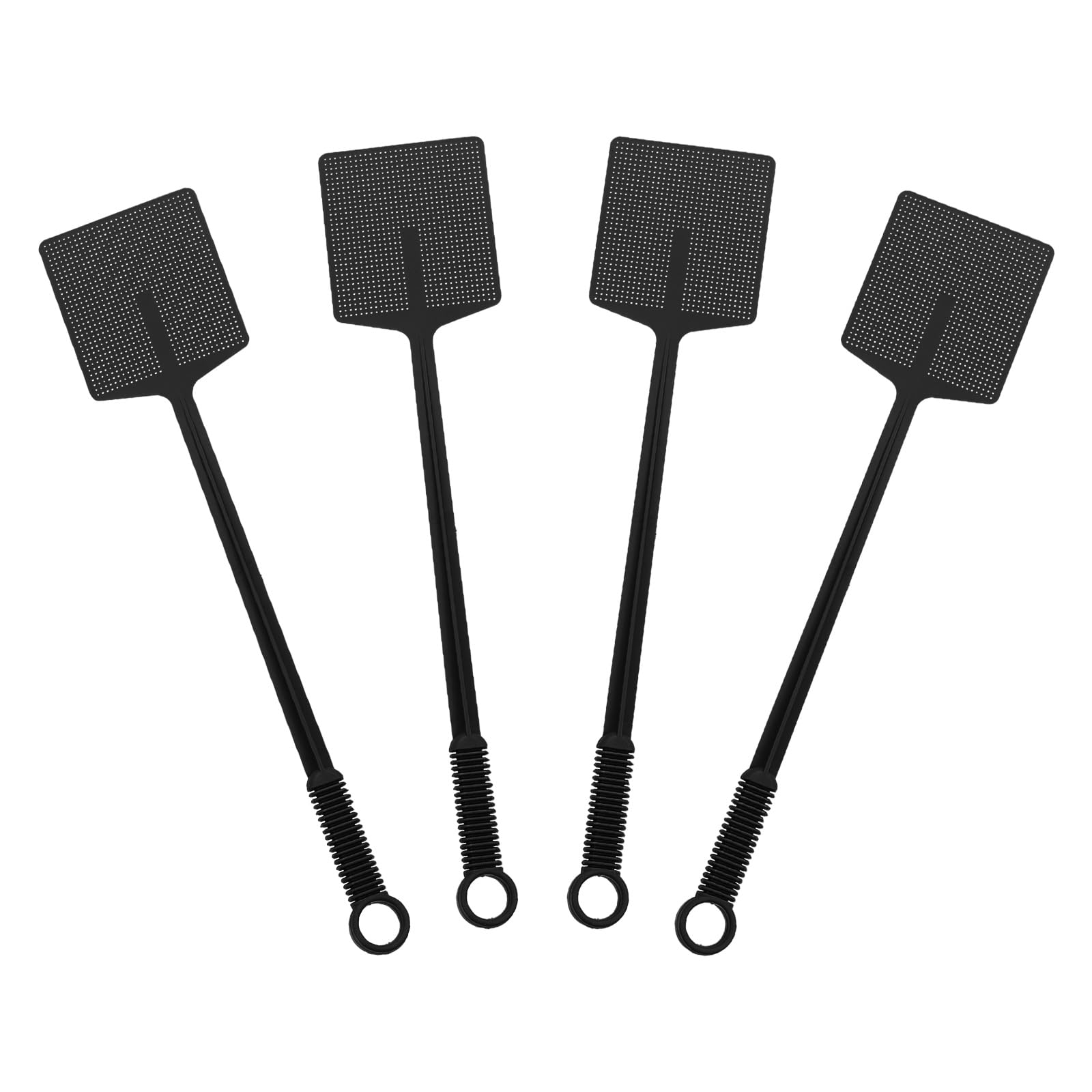 sourcing map 4pcs Fly Swatter 4.5"x3.9" Plastic Manual Heavy Duty Long Handle Fly Swatter for Home Indoor Outdoor, Black