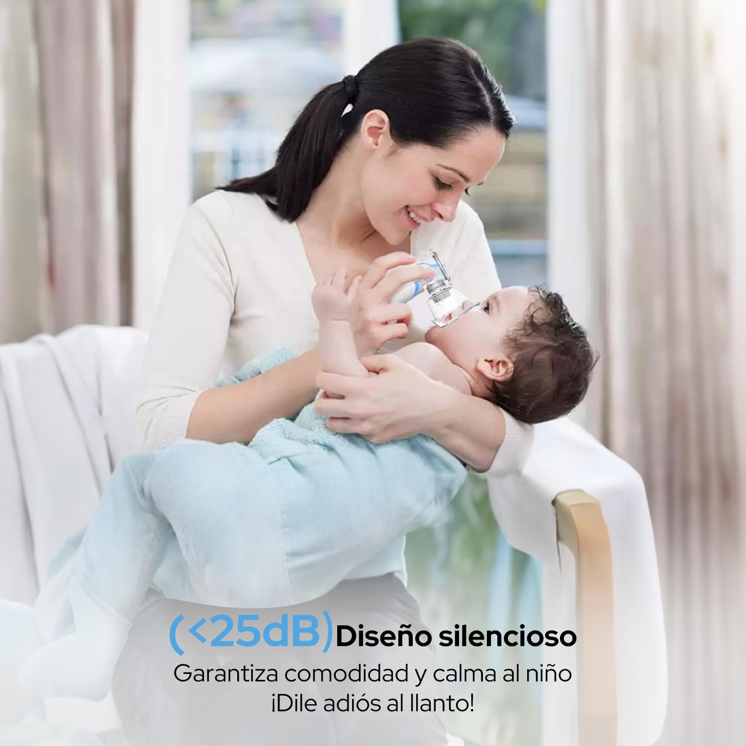Nebulizador Adultos, Nebulizador Portátil Recargable para Adultos y Niños, Larair Nebulizador silencioso con función de autolimpieza y Volumen de pulverización Ajustable, Recargable y portátil.