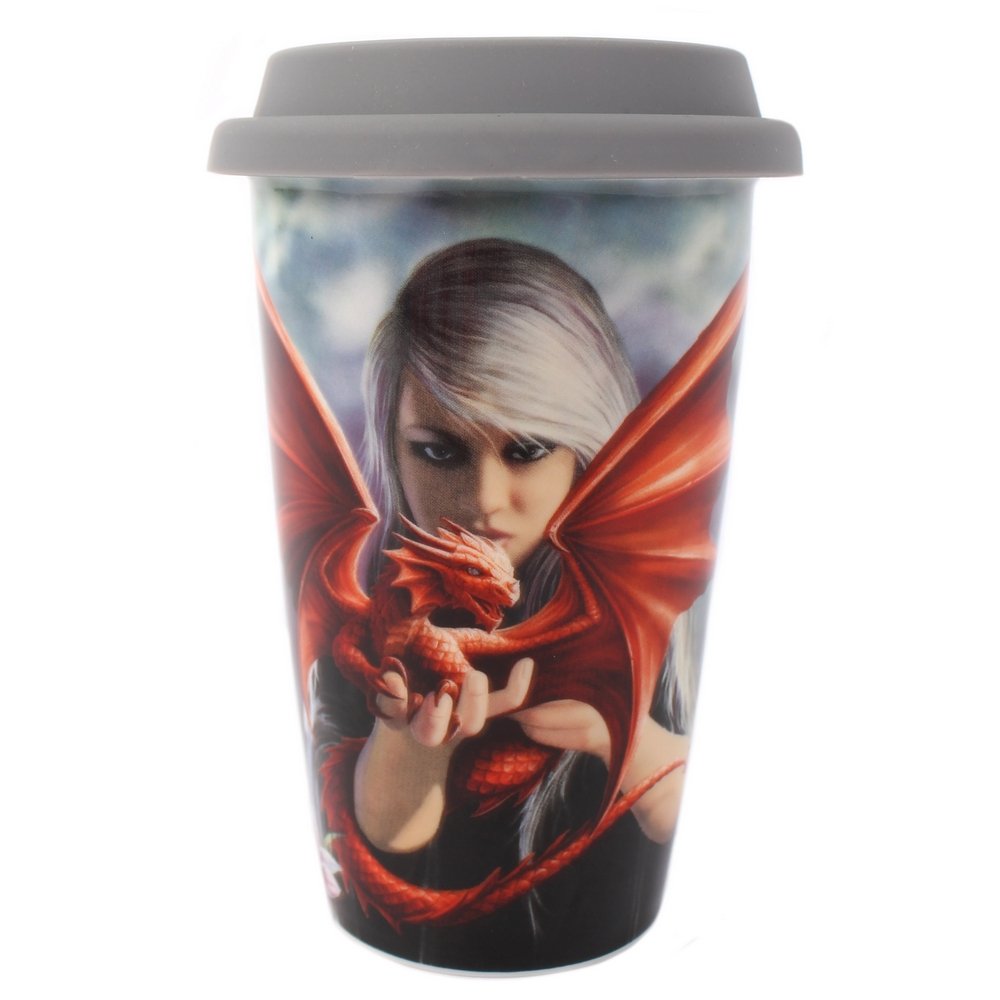 Something Different Anne Stokes Dragon Kin Travel Mug, Ceramic, Red, 9.2 x 11.8 x 13.6 cm
