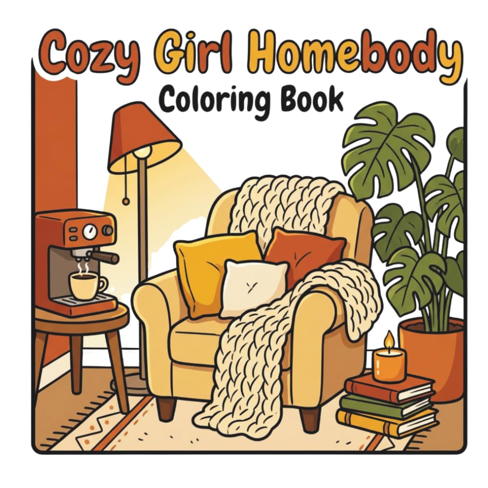 Cozy Girl Homebody Coloring Book: Bold & Easy Cozy Home Objects for Relaxation, Stress Relief, and Calm Coloring for Adults and Teens