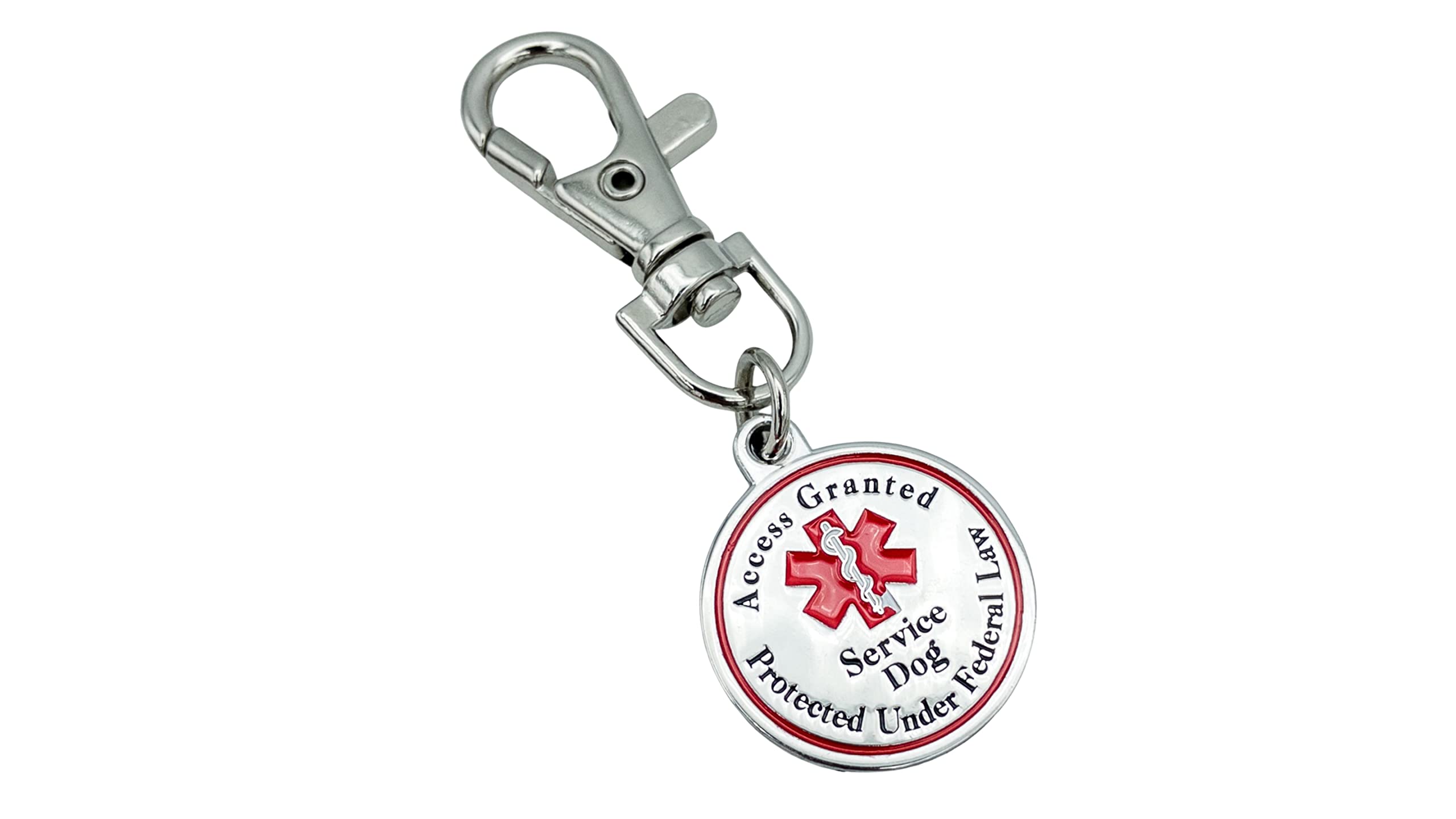 Service Dog Tag Double Sided Red Medical Alert Symbol Medal for Small Dogs Use for Collars Harness Vest Easy to Switch Pet ID