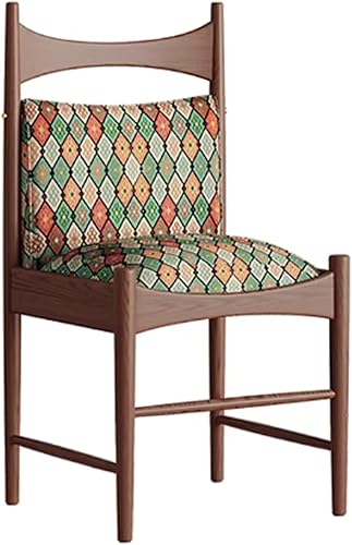 Miniatura 12 de Sillas de comedor tapizadas de madera maciza, juego de sillas de comedor de tela bordada con respaldo curvo, sillas laterales decorativas para sala