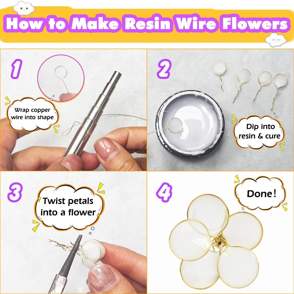 Pixora UV Resin Dip Glue for Flower Making - 100ml Professional Wire Petal Resin Liquid for Jewelry Making, DIY Crafts, High Transparency, Quick Drying & Non-Yellowing (Orange) 1