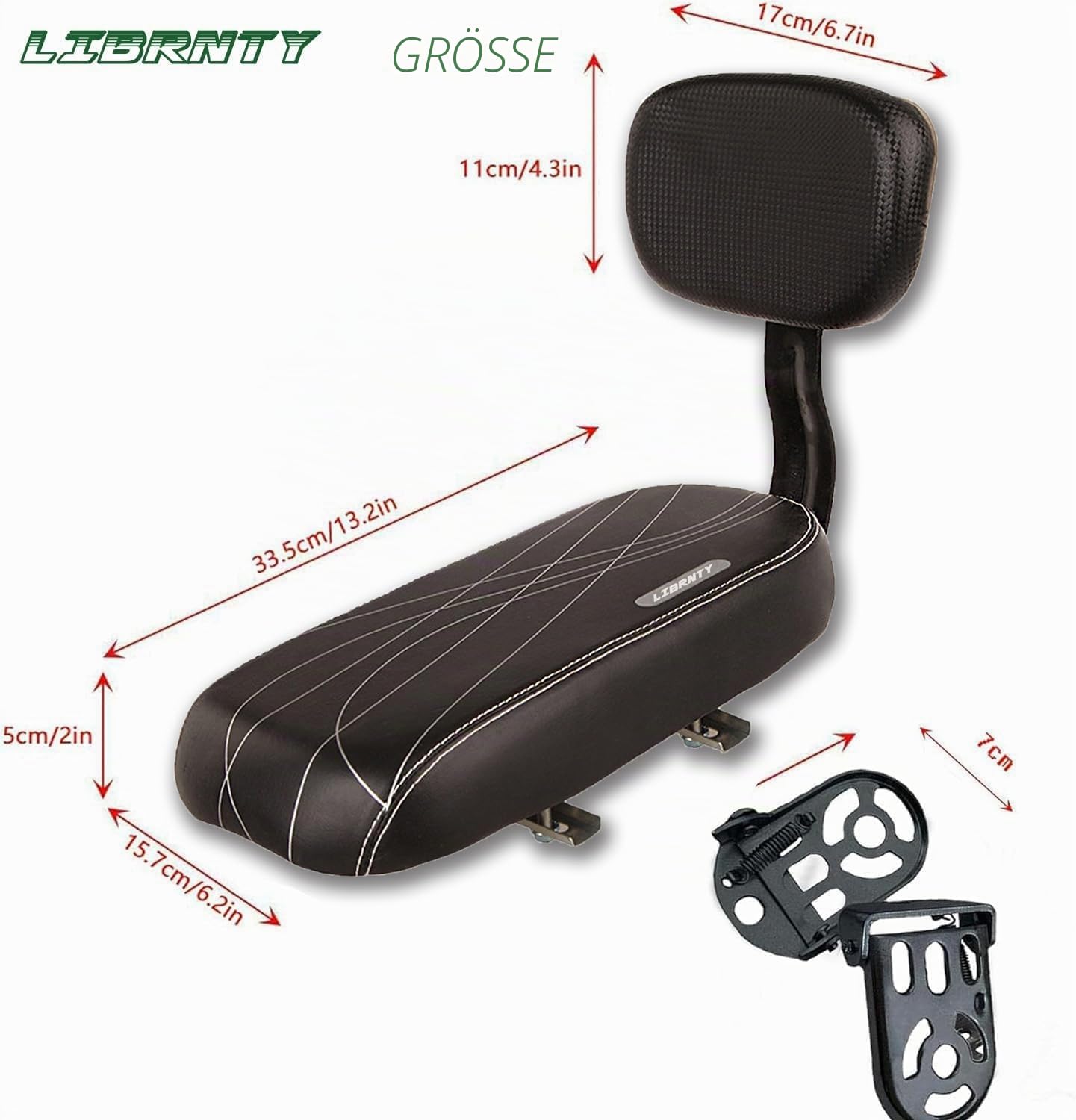 Fahrradrücksitz+Klapprad Hinten Pedal,Polstersattel mit Rückenlehne(2024 Neue verdickte Rückenlehne)