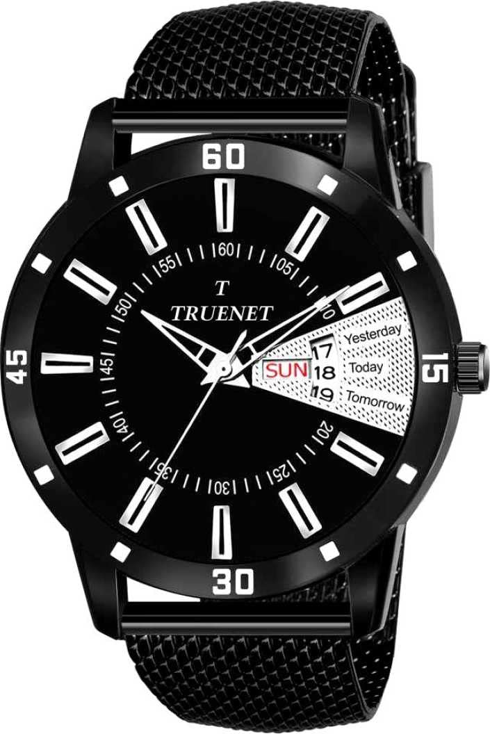 Truenet Mens Black Day & Date Round Dial Wrist Watch (B0B2N74SV7) Amazon Price History, Amazon Price Tracker