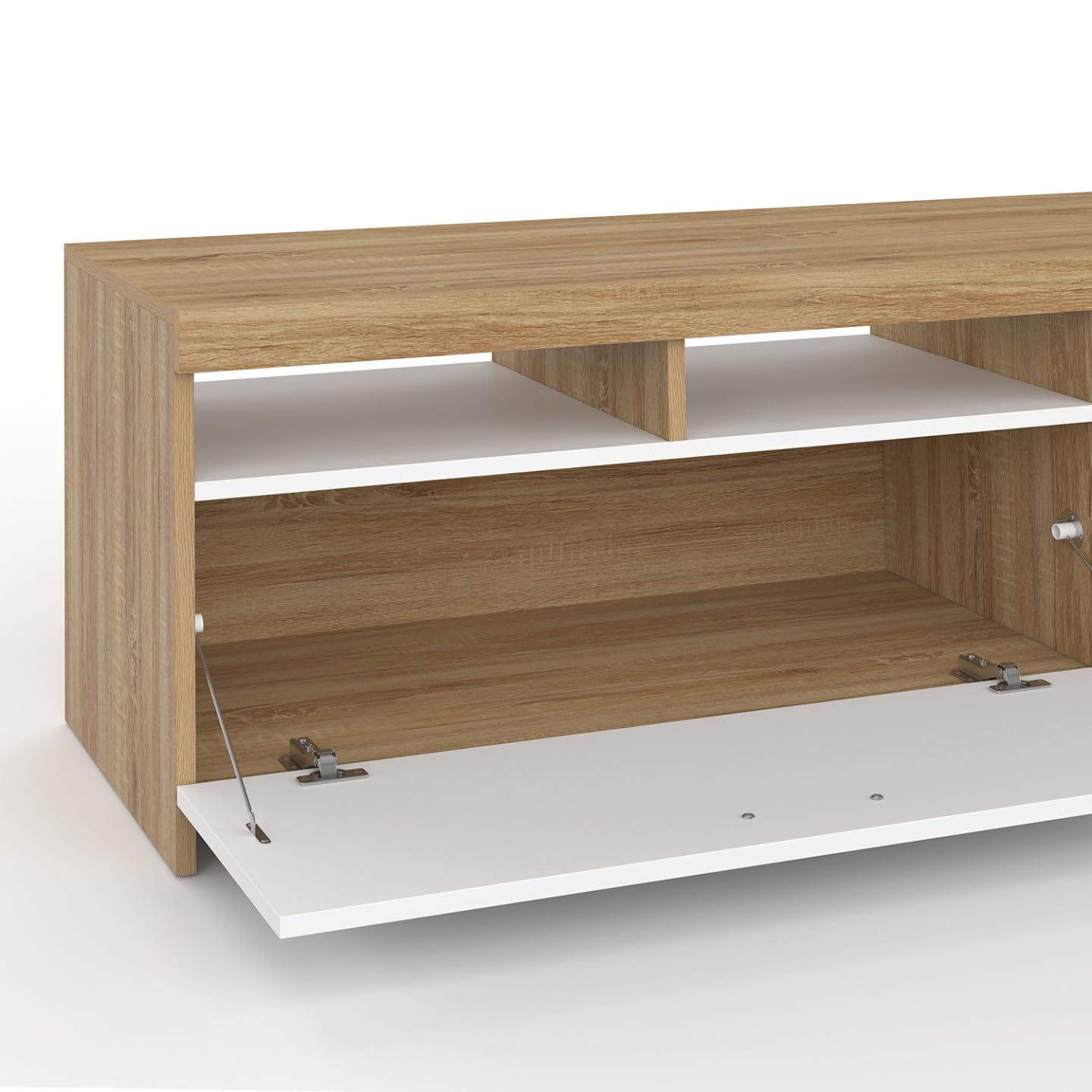 IDMarket - Mueble de TV 110 cm Malo Madera y Armario Blanco