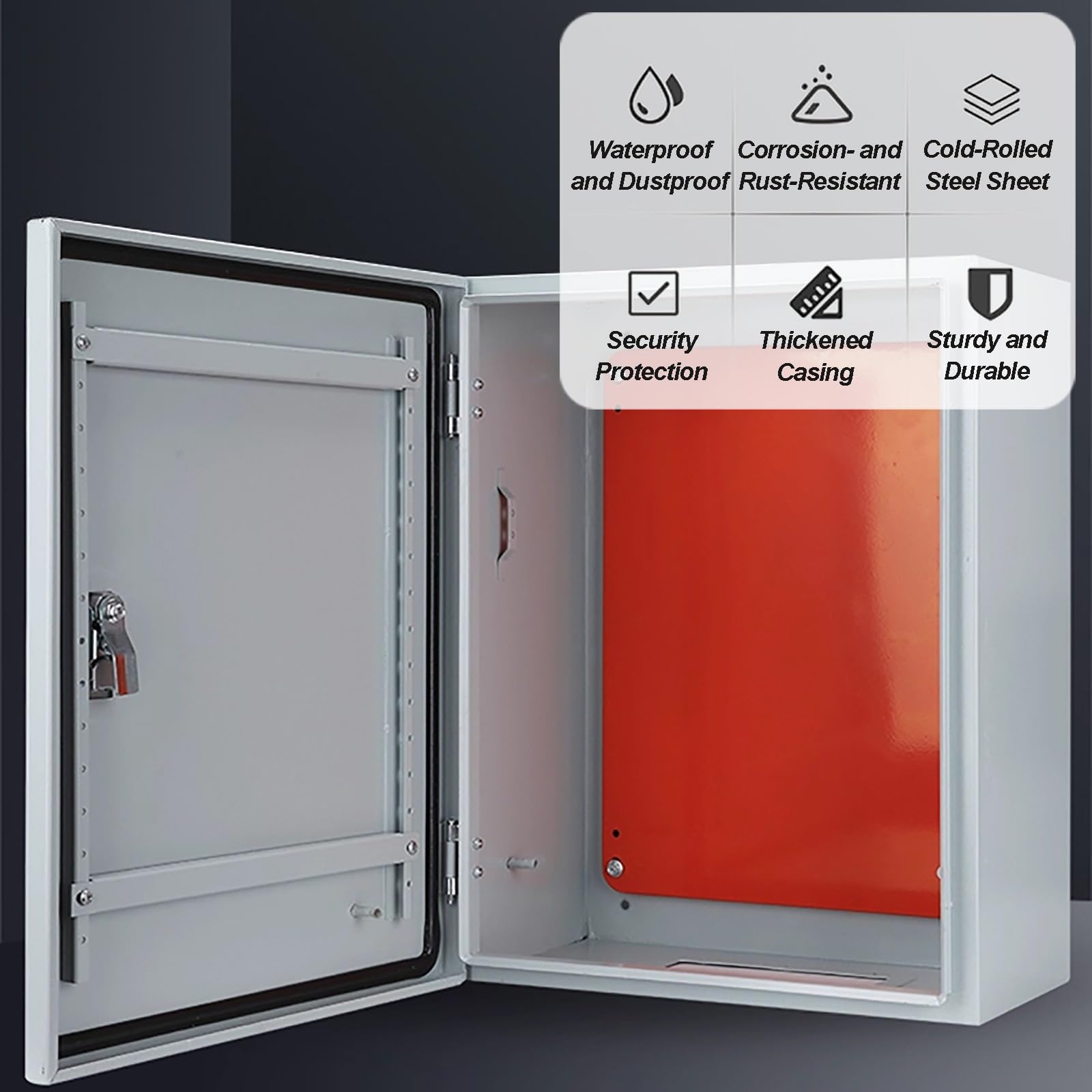 Elektrokasten, Schaltschrank Stromkasten Metall-Verteilerdose für den Außenbereich IP65, Verteilerkasten aus Kaltgewalztem Stahlblech(60x30x80cm/24x12x31in)