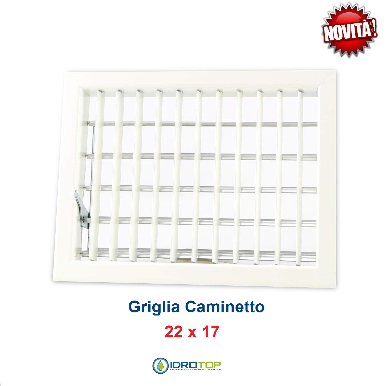 Rejilla de ventilación New Model 22 x 17 cm, blanca, diámetro de 100 mm, ajustable, con persiana para chimenea