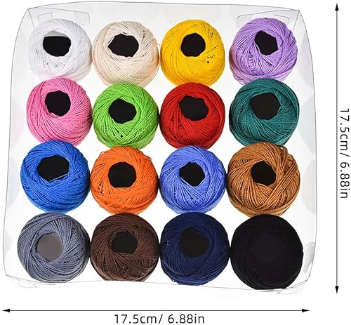 Miniatura 8 de Hilo de bordado de 16 colores, hilos de punto de cruz, línea de puntada, pulseras de la amistad, hilo dental para ganchillo Hardanger Cruz