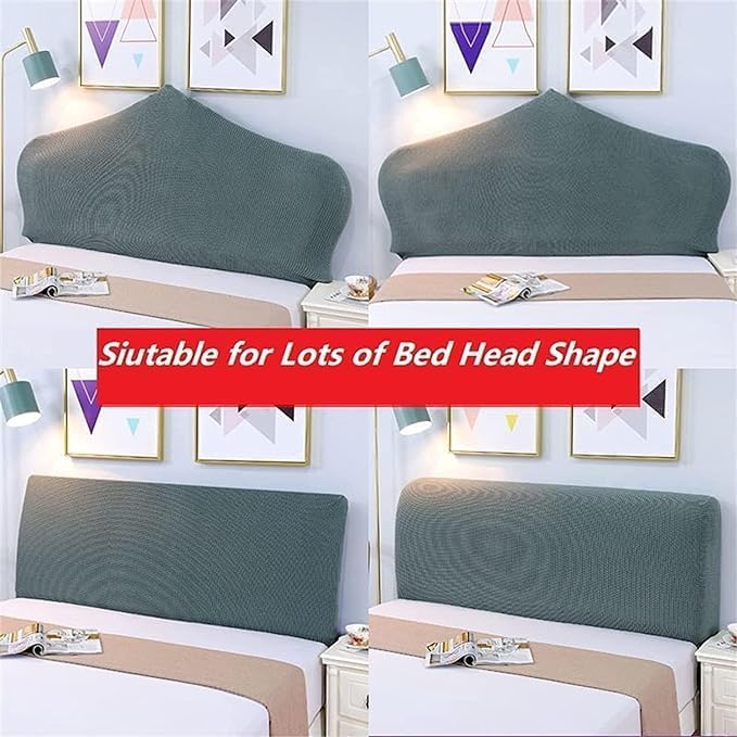Image of HOMETHREADS Stretchable Lycra /Velvet Headboard Cover | Soft, Dust-Proof & Wrinkle-Resistant Bed Back Protector | Fits Leather, Wooden & Fabric Bedsides | for 5ft to 6.5ft Beds | (Brown, 150x65cm)