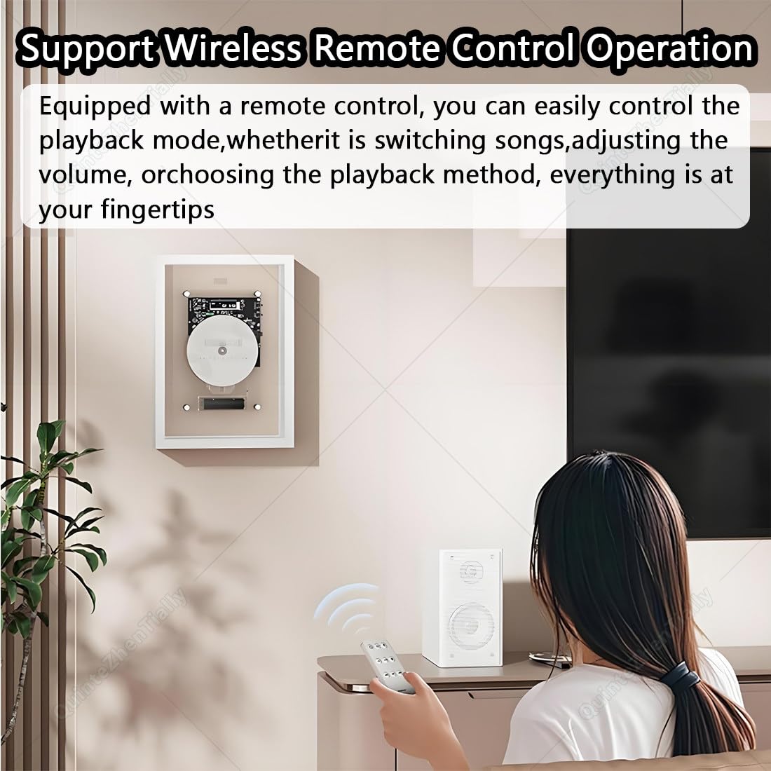 Muzyczna dekoracyjna ramka na zdjęcia z pilotem zdalnego sterowania, montowany na ścianie, odtwarzacz CD, wyjście Bluetooth i Aux, ekran LED