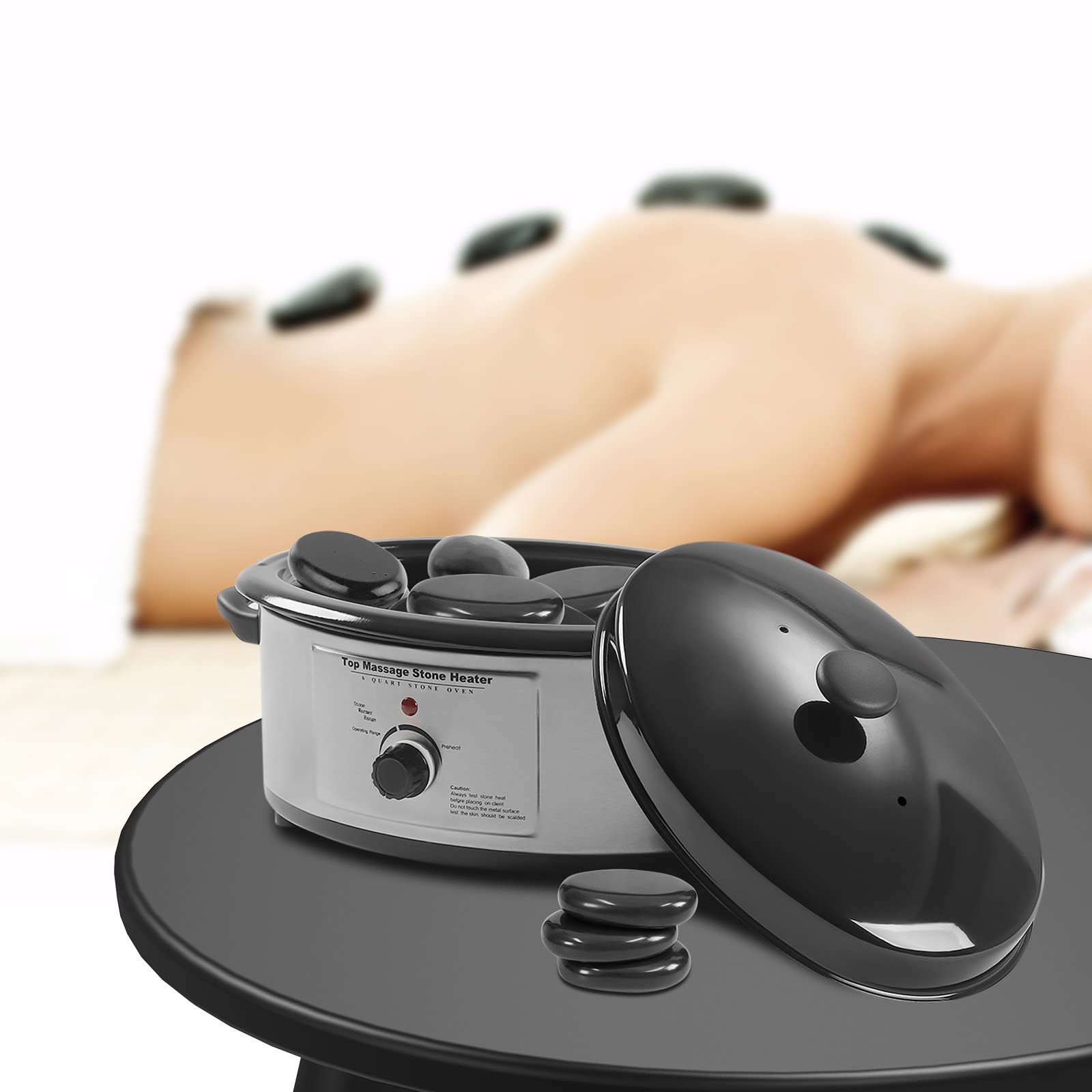Calentador eléctrico de piedra de 6 l – Calentador de piedra caliente para spa y bienestar – Regulación precisa de la temperatura hasta 100 ℃ – Masajeador para piedras calientes, ideal para salones de