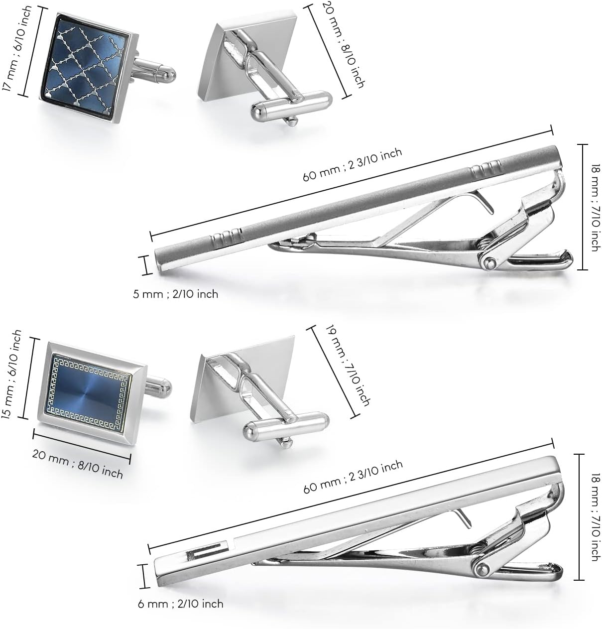 UJOY Mens Cufflinks and Tie Clips Set 12 PCS Formal Business Shirts Dress Necktie Pins Buttons Cuff Link Box Packed