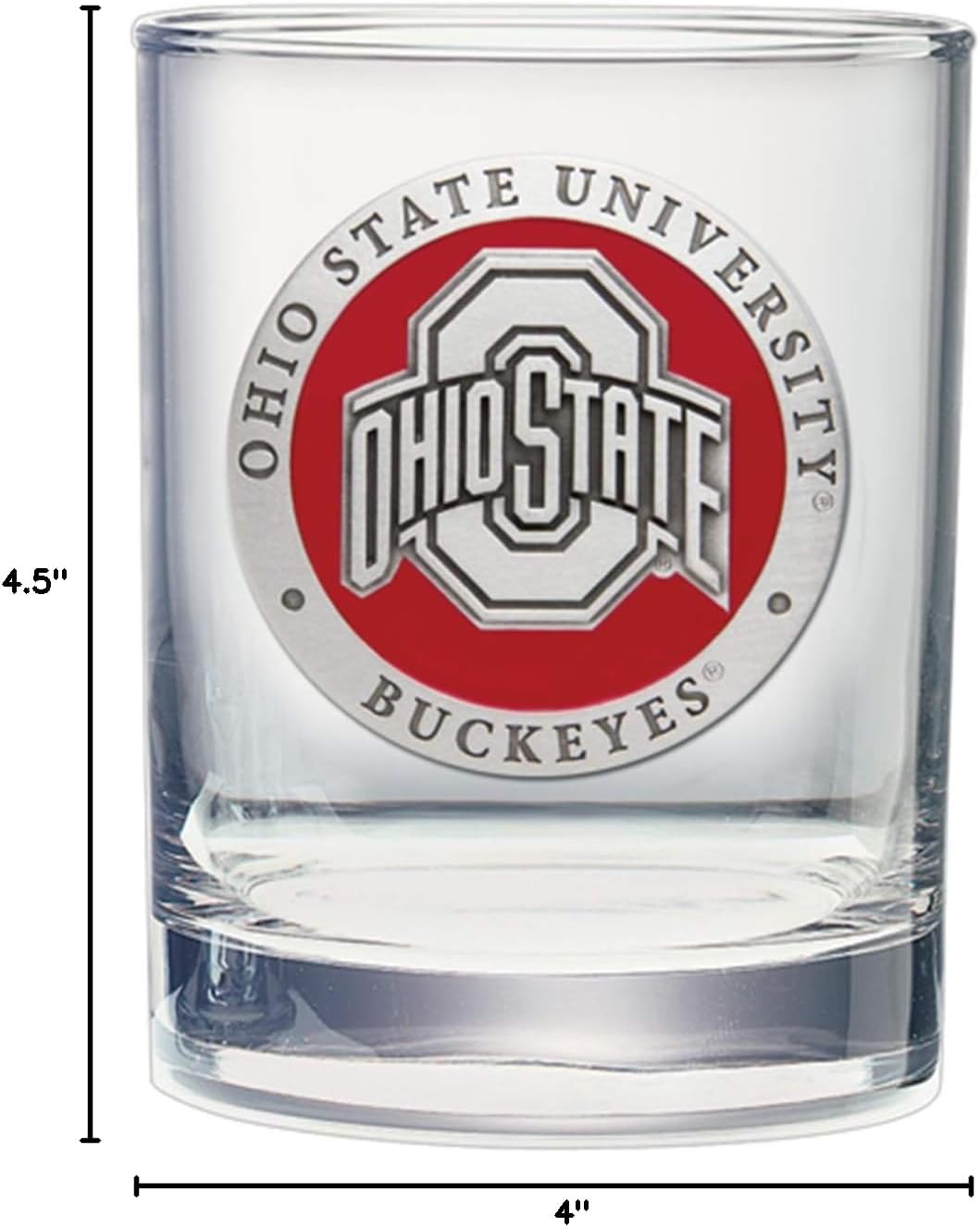 Heritage Pewter Ohio State Double Old Fashion | Double Rocks Glass 14 OZ for Liquor | Expertly Crafted Pewter Glass