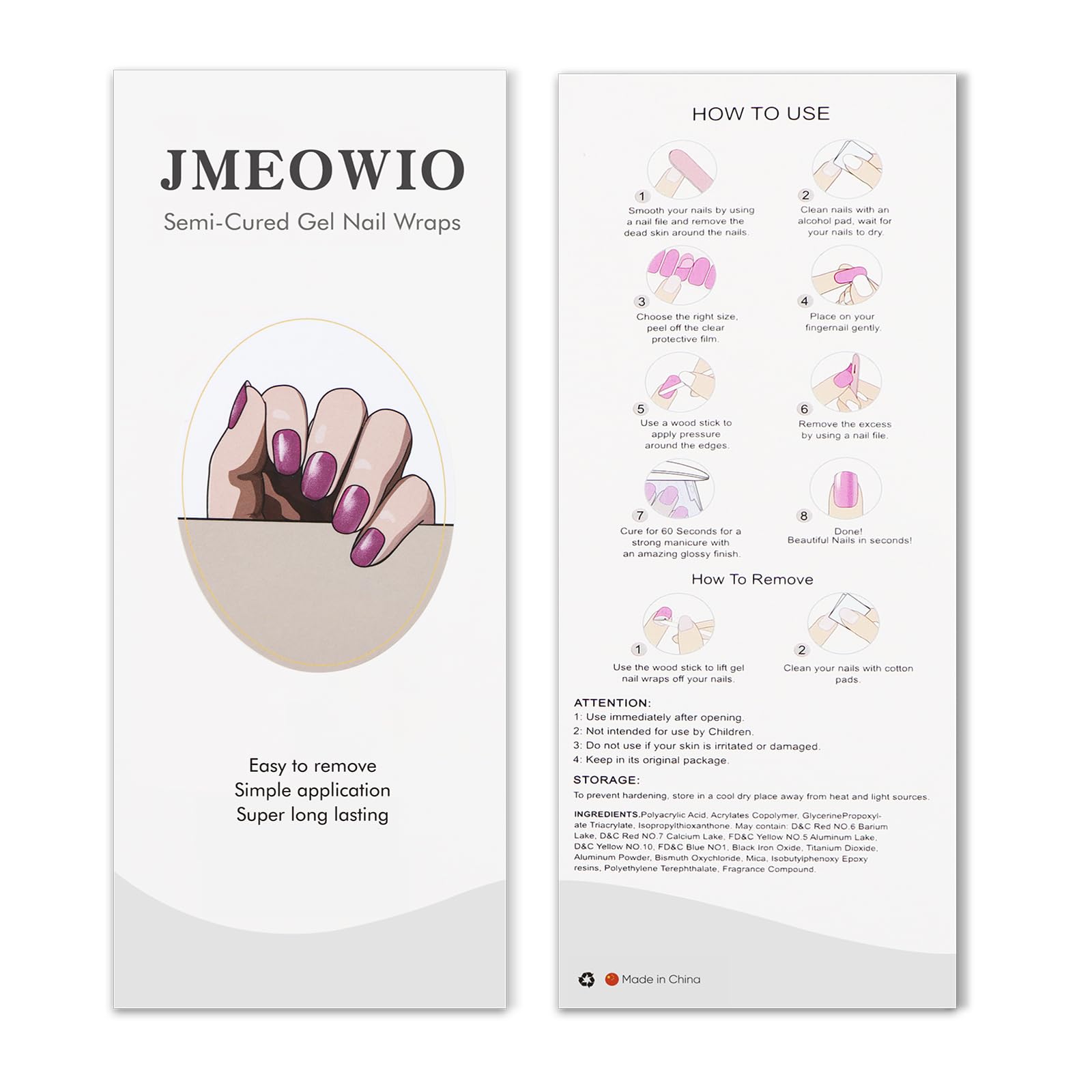 JMEOWIO Kocie oko folia do paznokci UV Żel Nail Art naklejka naklejka na paznokcie samoklejąca dekoracja paznokci