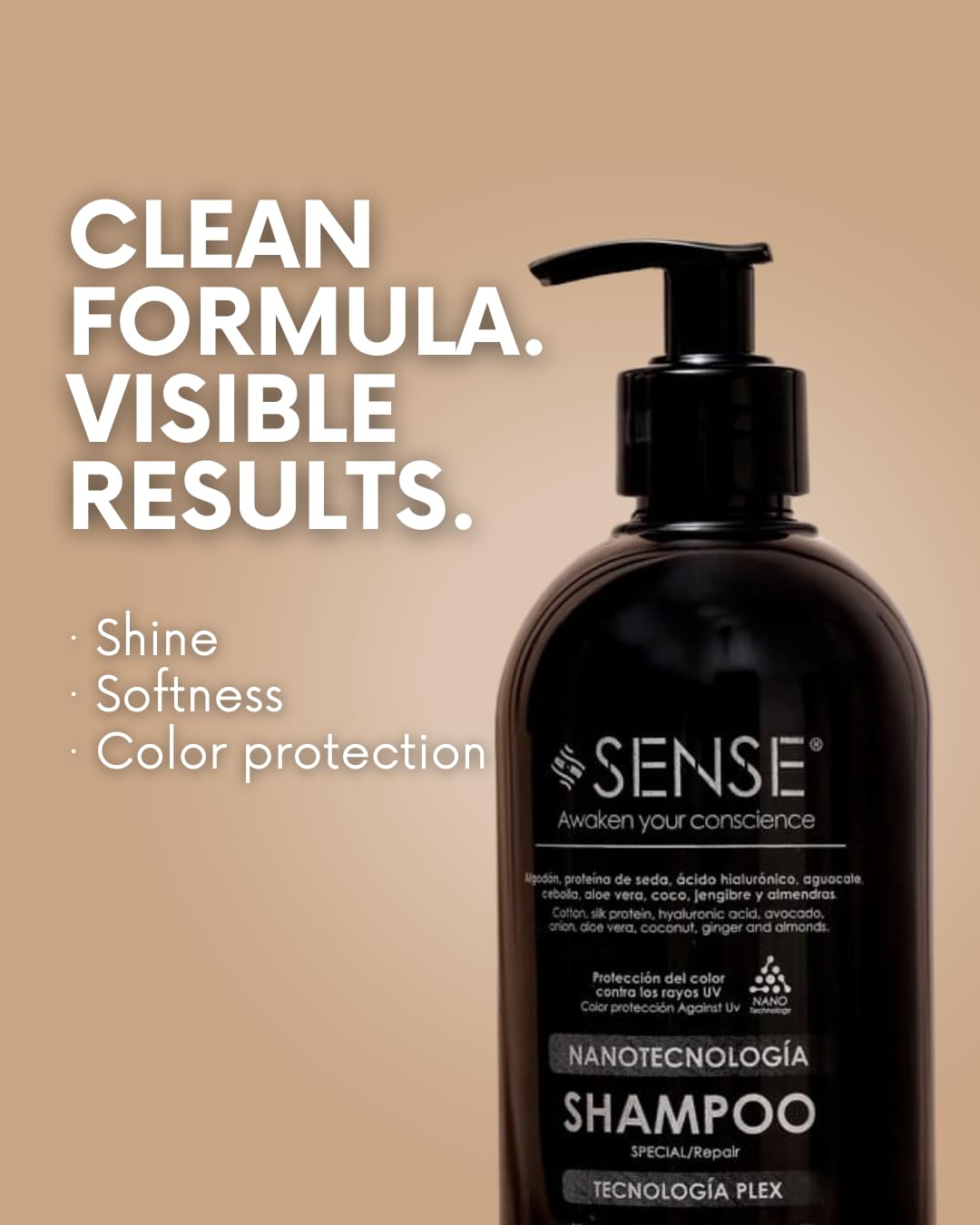 Nanotech Plex Repair Shampoo – Bond Restoration with Hyaluronic Acid, Coconut, Ginger & Q10 – Sulfate-Free, Vegan, Color-Safe – 500 ml