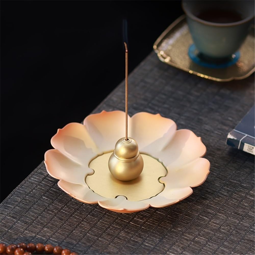 Stand Indoor Lotus Gourd Incense Holder for Sticks Copper Incense Burner Modern Gift Home Decor for Meditation