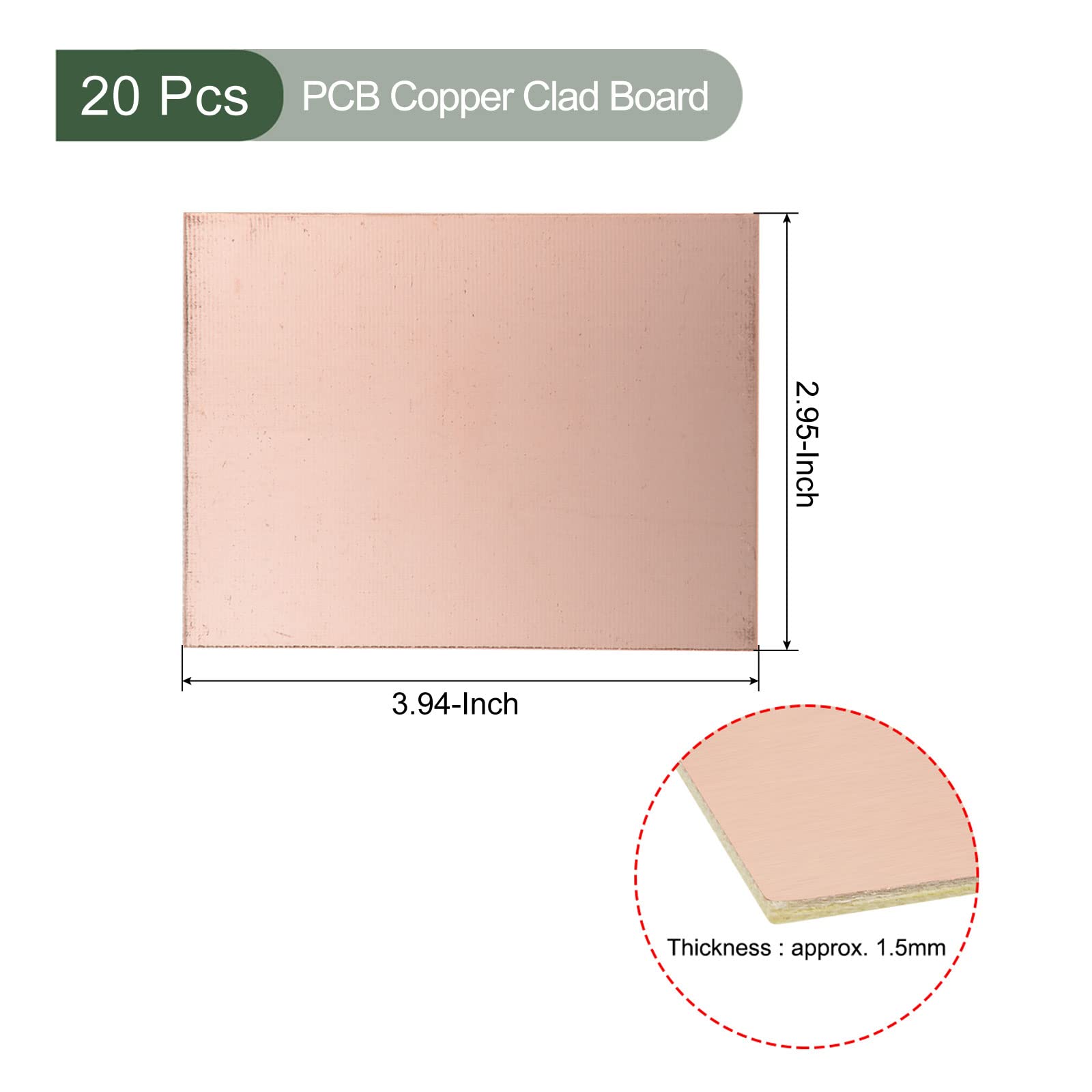 YOKIVE 20 Pcs PCB Copper Clad Board, FR4 Double-Sided Blank Circuit Boards, Great for Electronic Hobbies Etching - Image 2
