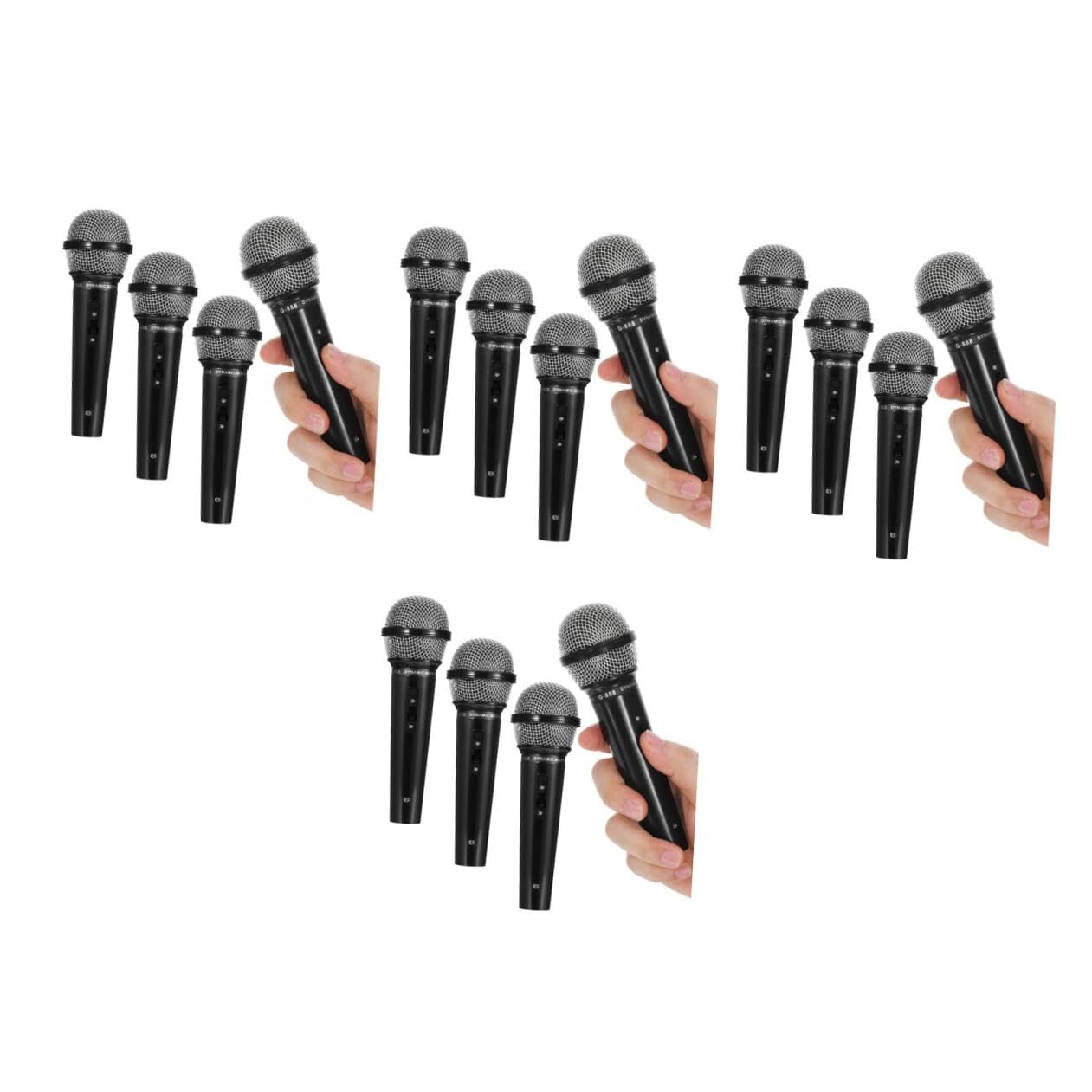 Beaupretty Micrófono de Juguete Interactivo para 4 Piezas Modelo Simulado Negro Plástico Seguro Adecuado para Fiestas Infantiles y Juegos de Karaoke en Escenario