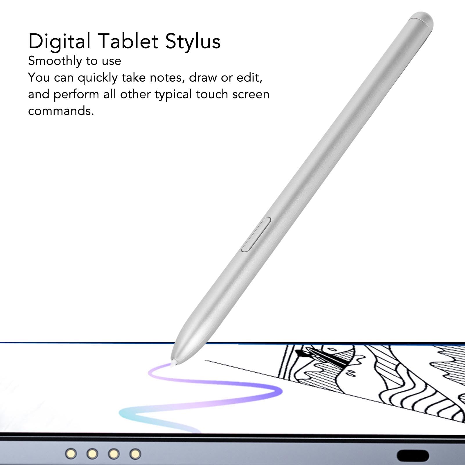 2pcs Tablet Stylus con Magnético, 4096 Niveles de Sensibilidad a la Presión, Control Preciso para Tab S7 FE (Silver)