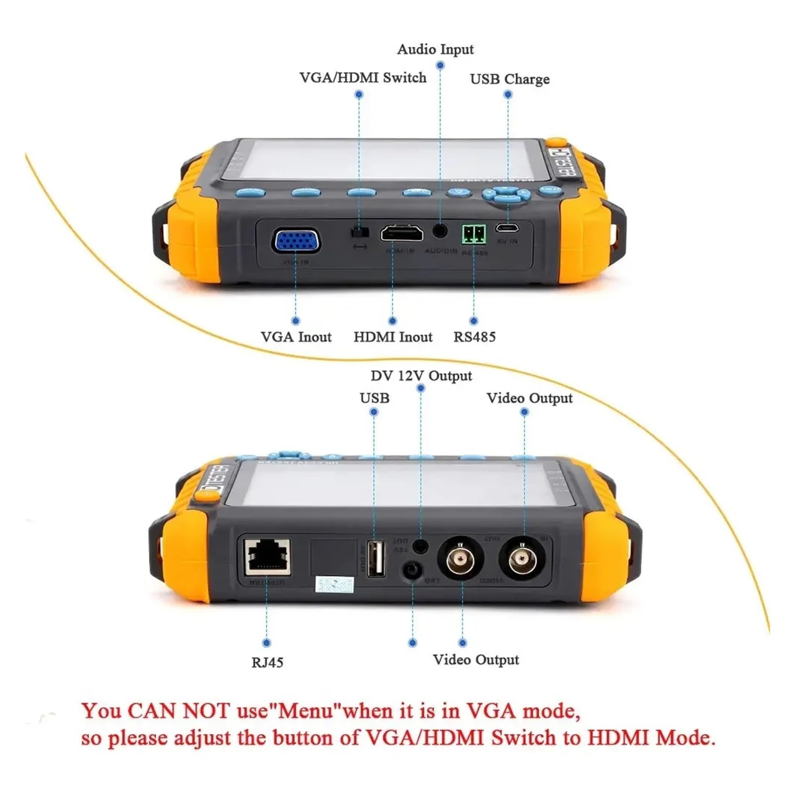 Monitor da 5,0 Pollici CVBS 8MP AHD/CVI/TVI Tester for Fotocamera 4 in 1 Tester IV8W Tester Portatile Supporto Ingresso PTZ VGA