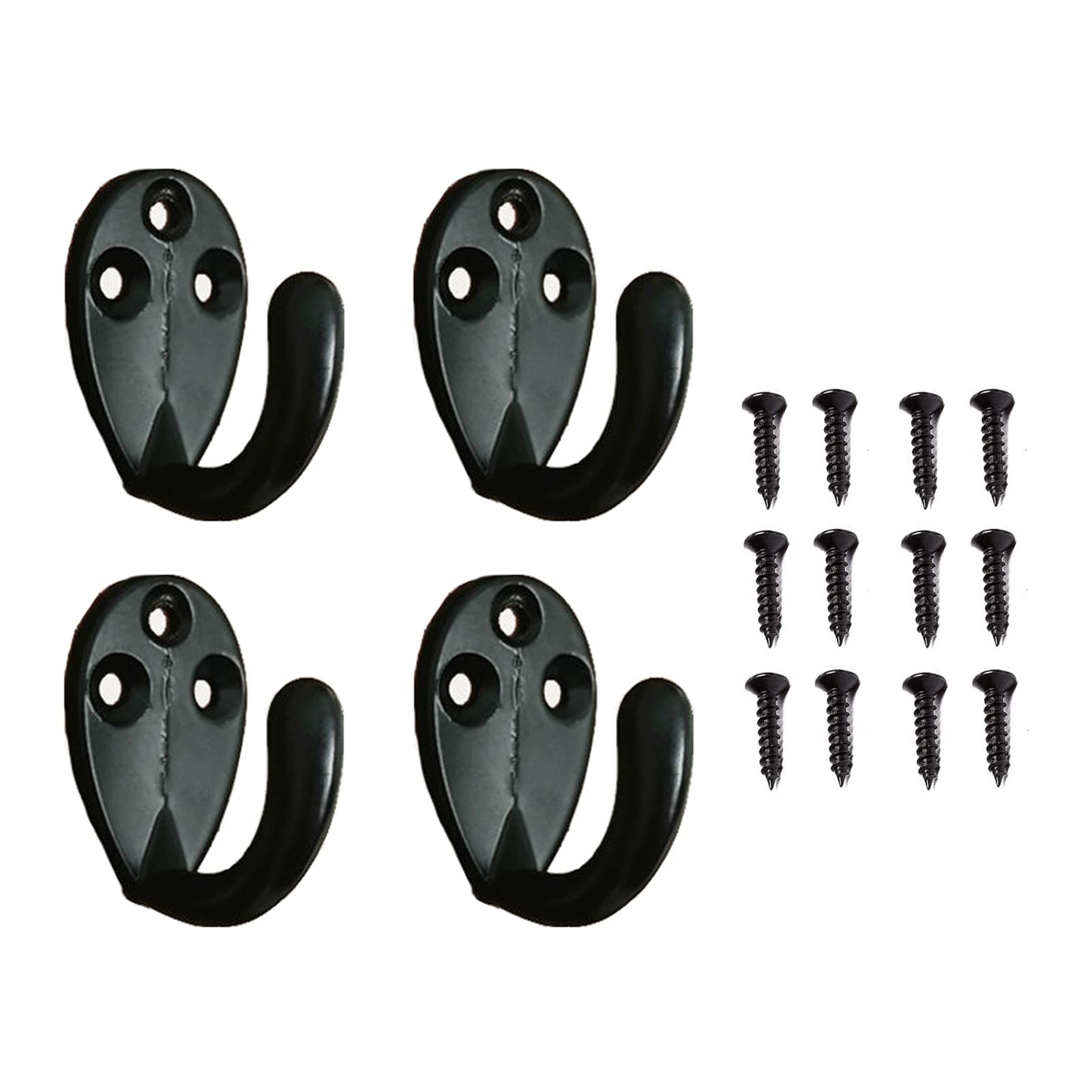 Yesmin Black 4 Pcs Wall Mounted Hooks Coat Hooks Retro Door Robe Hook For Hanging Towel Clothes Hat Key Cup Single Metal Hook Cloth Hanger For In Bedroom Bathroom Kitchen Cupboard (With 12 Pcs Screws)