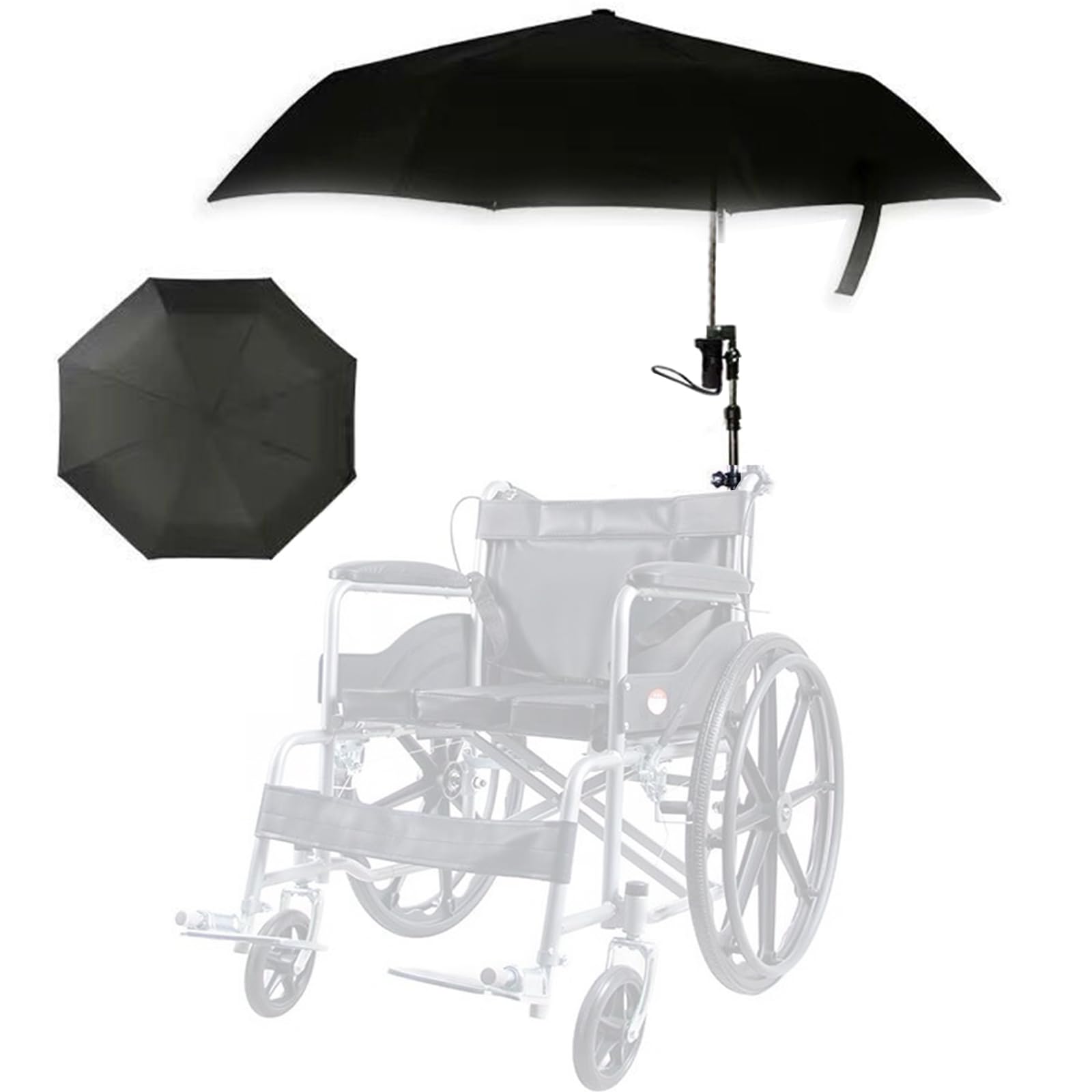 Support de parapluie réglable et auvent 104cm pour fauteuil roulant
