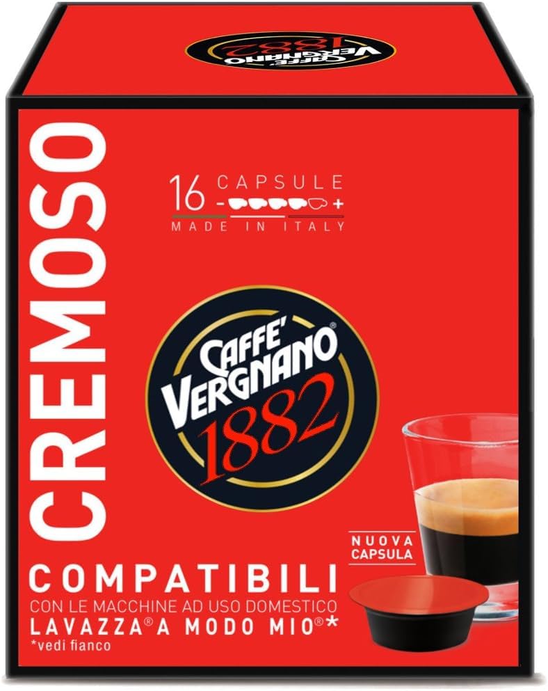 Caffè Vergnano Èspresso 1882 Miscela Cremoso - 128 Capsule Compatibili Macchine Lavazza A Modo Mio -DD-