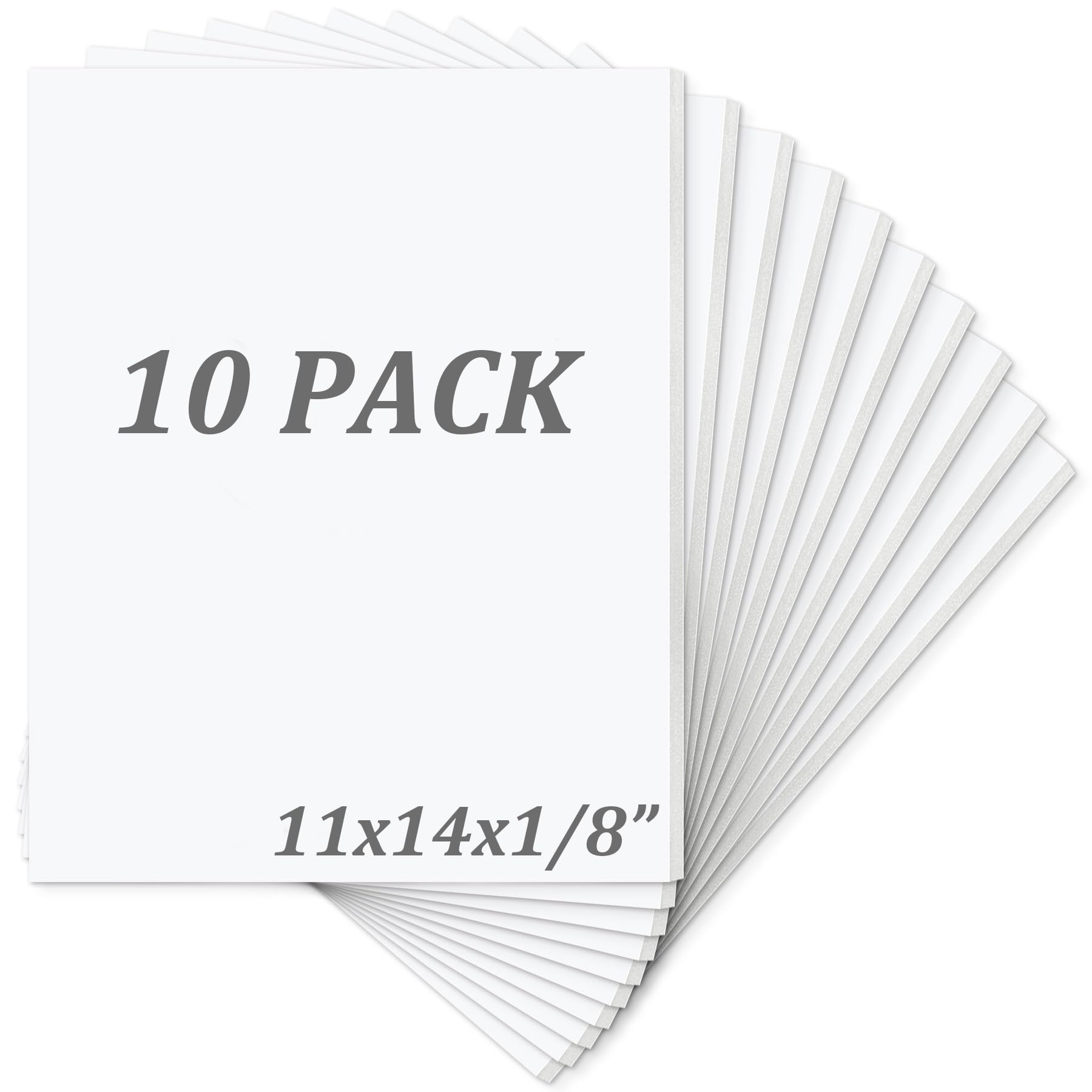 Mat Board Center, Pack of 10 Acid-Free Foam Boards, 11x14 inch White Foam Boards, 1/8" Thick