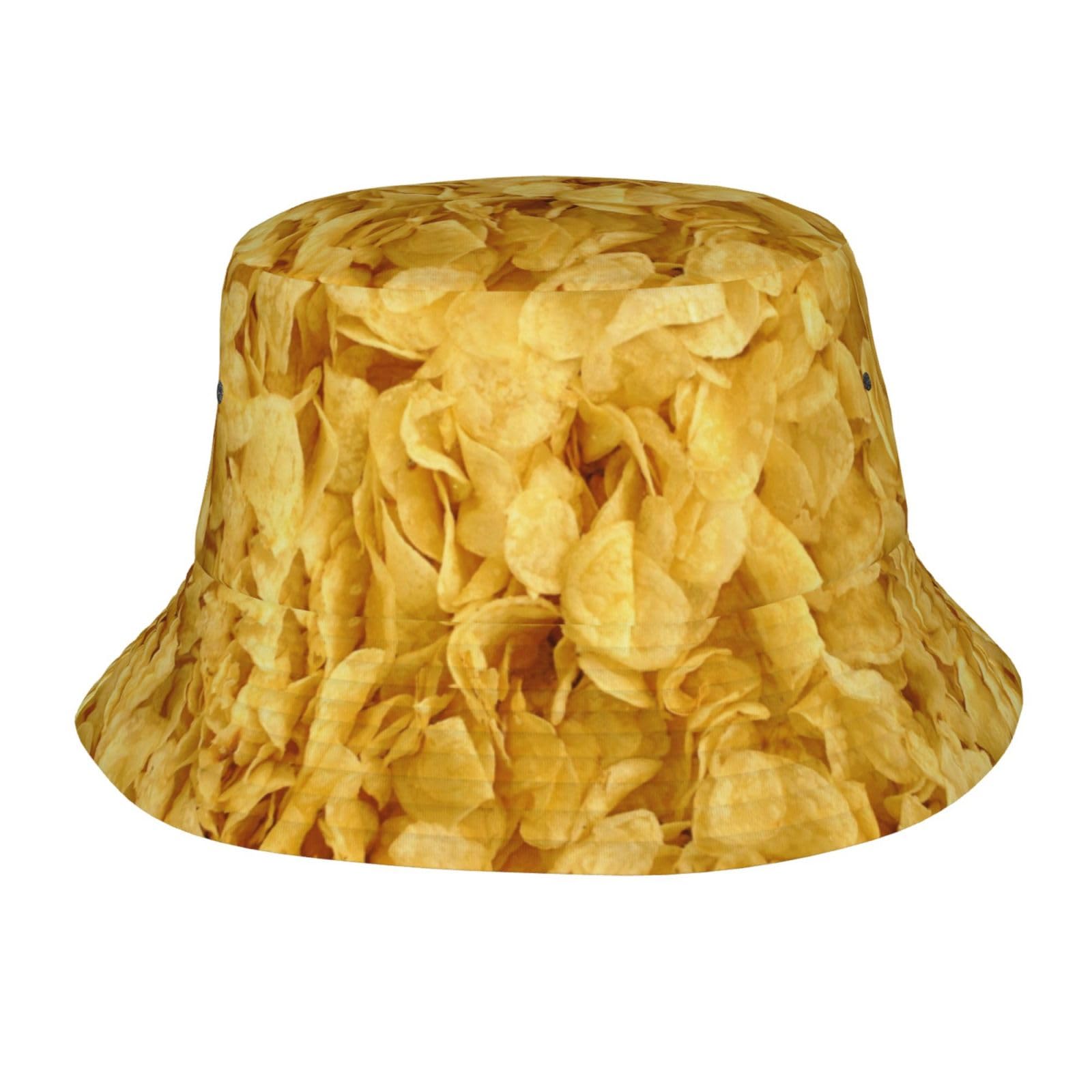 Anydia Potato Chips 1 Bucket Hat Unisex Fisherman Hats Summer Sun Cap Outdoor Travel Beach for Women and Men