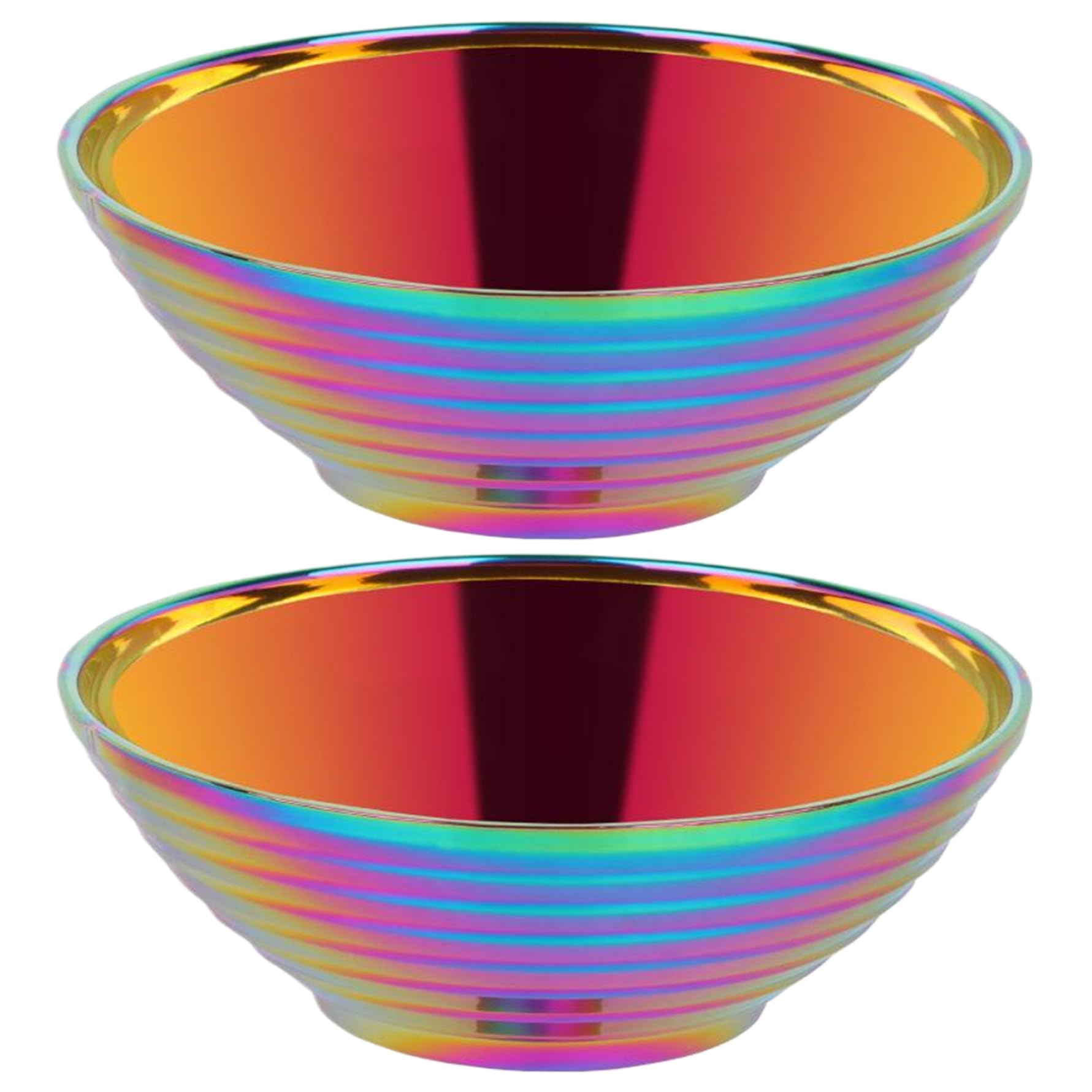 Monetais 2Pcs Ramen Noodles Bowl 7 Inch Double Layer Rainbow Bowls Multi-Purpose Insulated Stainless Steel Noodle Bowl For Cereal, Pasta, Salad, Fruit Rainbow Bowls