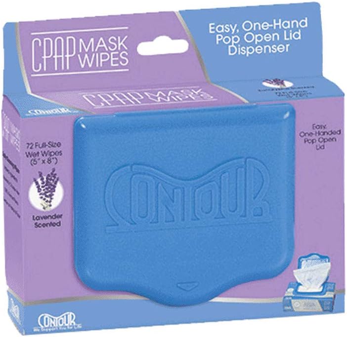 Contour CPAP Mask Wet Wipes - Easy Open, No Lint or Residue Cleaner for CPAP Mask, Machine or Supplies - Lavender 72 ct. (Pack of 1)