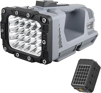 32000mAh Solar Tactical Spotlight | 20 LED 100,000-Hour Super Bright Flashlight | Dual USB Phone Charger & 6 Modes | Hands-Free Shoulder Strap with Solar Storage Case 5234-1