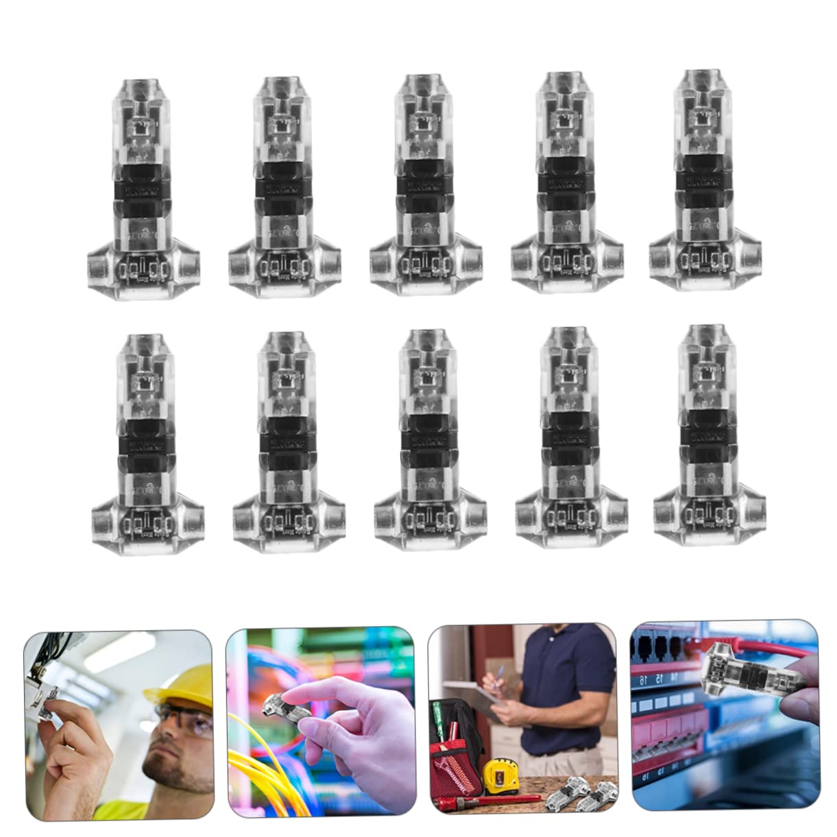 Cabilock 10pcs T-Type Self-Stripping Wire Connectors Quick Tap Cable for Low Voltage Applications Practical Electrical Terminal Connectors