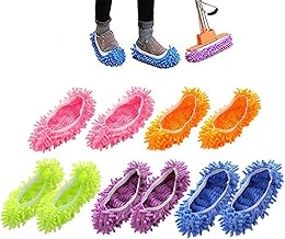 5 Pairs (10 Pieces) - Cleaning Slippers - Multifunctional Microfibre Slippers - Reusable Microfibre Shoes for Cleaning Floors and Hair
