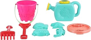 جيني لعبة دلو بحر دائري مضلع مع لوازم وادوات بينك بلاستيك زهري