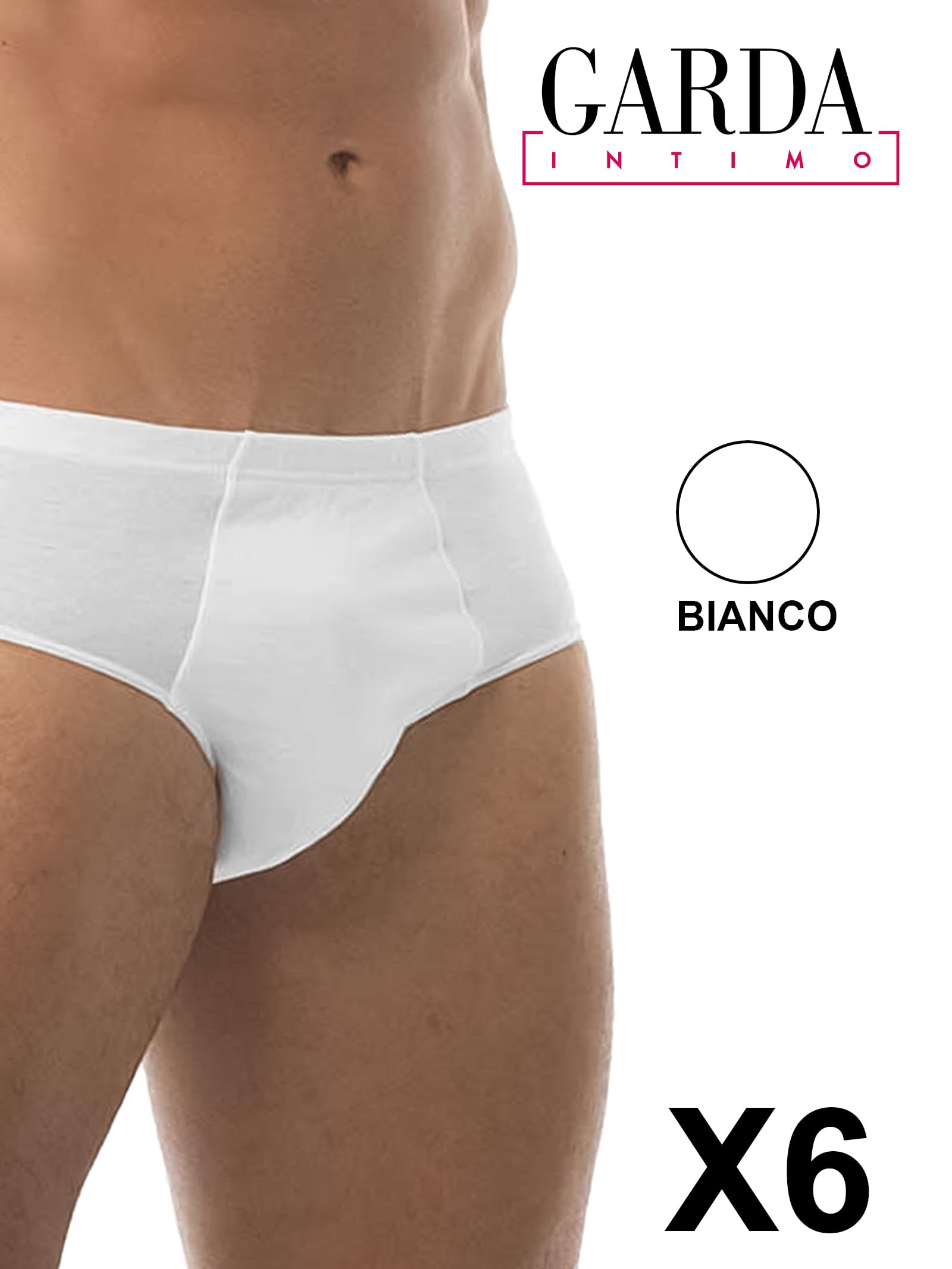GARDA - 6 Slip Uomo Alto in Cotone Mercerizzato, Elastico Interno Art. 0924