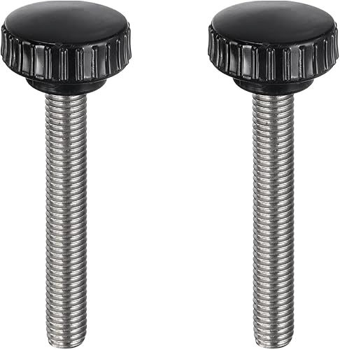 Miniatura 174 de uxcell Perillas de sujeción moleteadas M6 x 1.969 in métricas chapadas en zinc de acero al carbono rosca macho tornillo de pulgar en tipo 0.787 in