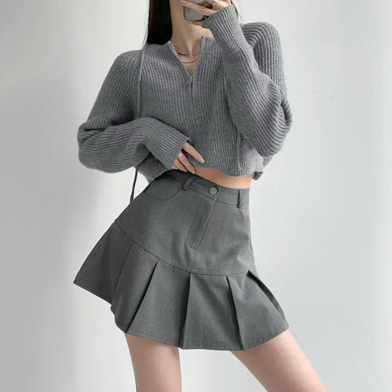 Spódnica Vintage Plisowana Spódnica Z Wysokim Stanem Kobiety College Style Mundury Mini Spódniczki Kobieta Ulica Wąska Spódnica