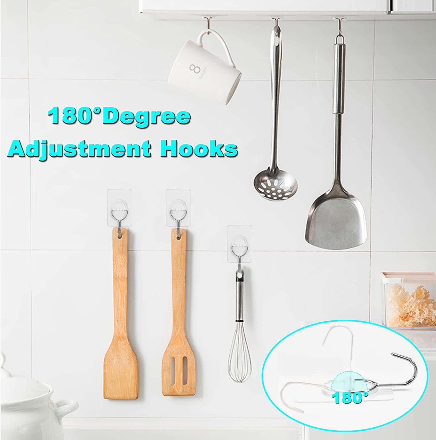 Gancio Adesivo Grande Per Parete - Bianco, Impermeabile, Per Bagno O Cucina - Foto 2