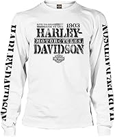 Vista 1 de Harley-Davidson playera de mangas largas para hombre Distressed Freedom Fighter, blanca