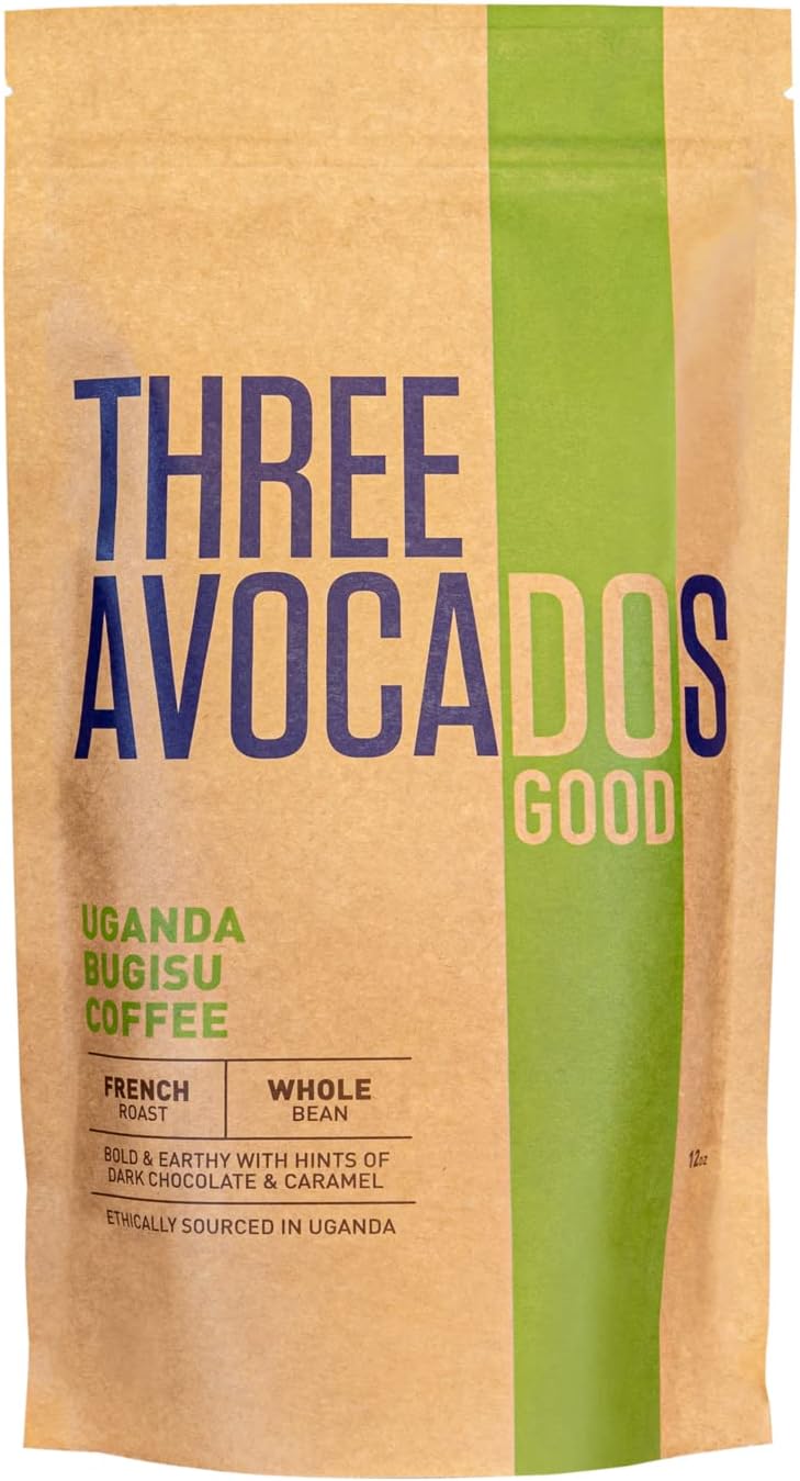 Three Avocados Uganda Bugisu Whole Bean Coffee - 12oz - 100% of Profits Provide Clean Water in Uganda