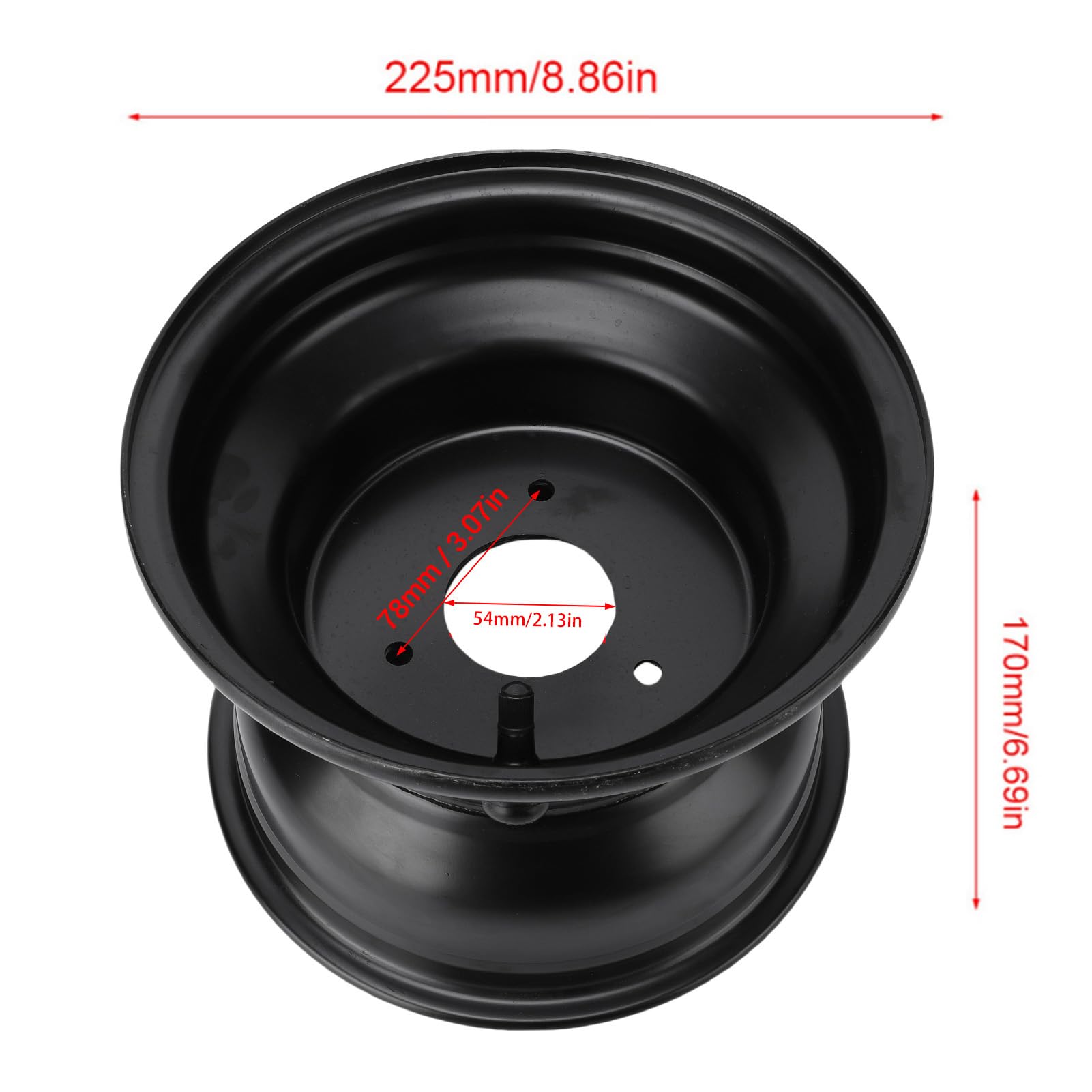 Generic Jante de Roue de ATV de 8 Pouces, Matériau Métallique Exquis, 18x9, 50-8, Jante de Roue de Kart pour Véhicules Tout-Terrain (3 trous)