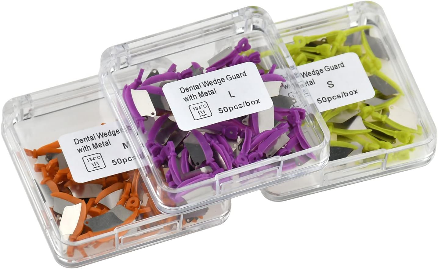 Orthodontic Matrix Wedges Dental Prime Teeth Interproximal Wedge Guard With Metal Plastic Wedge Knife With Protection Dental Steel 3box 50Pcs/box