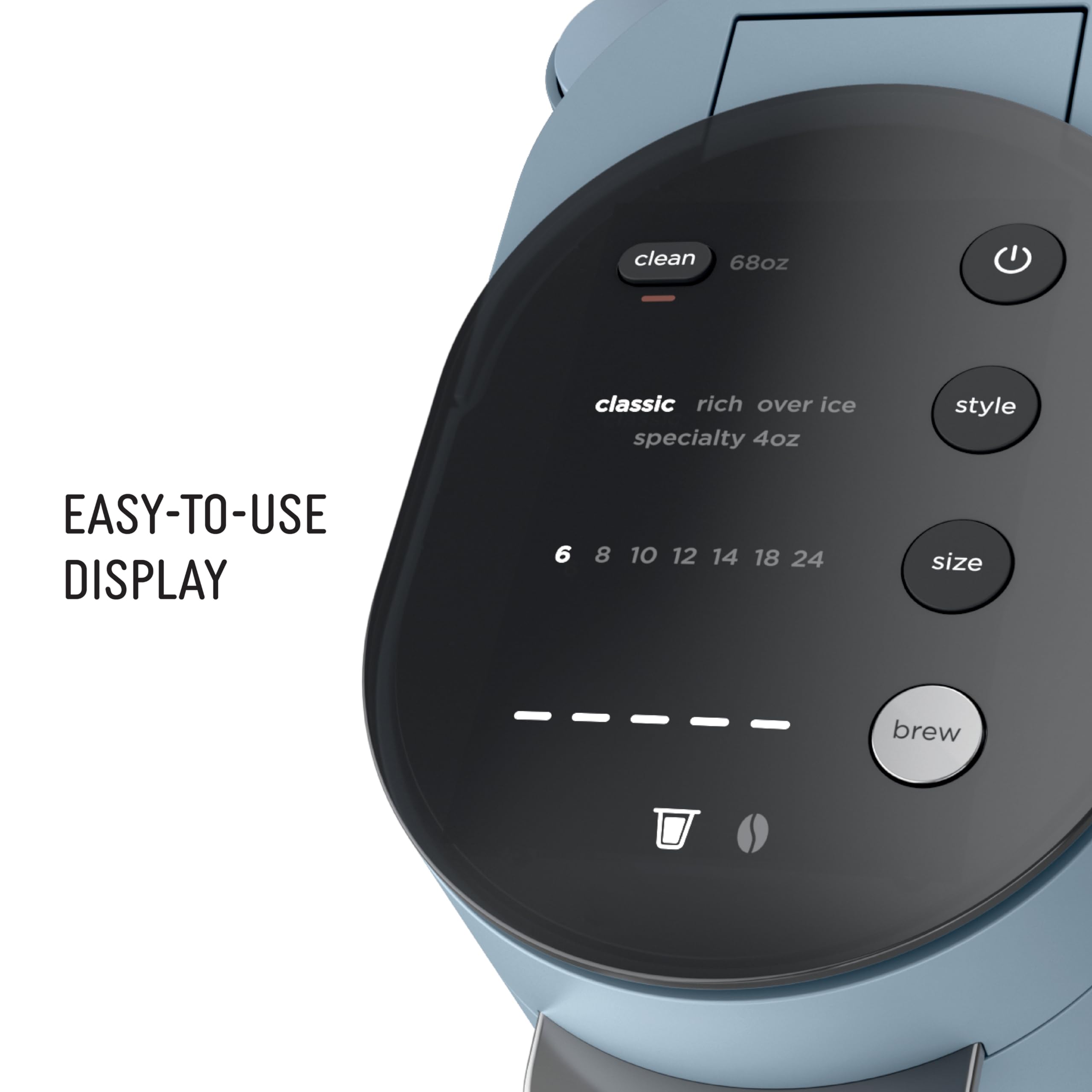 Ninja Pod & Grounds Specialty XL Single-Serve Coffee Maker K-Cup Pod Compatible Brews Grounds Compact Design Built-In Milk Frother 68-oz. Reservoir 6oz. Cup-24oz. Mug Sizes Denim Blue PB055ABL