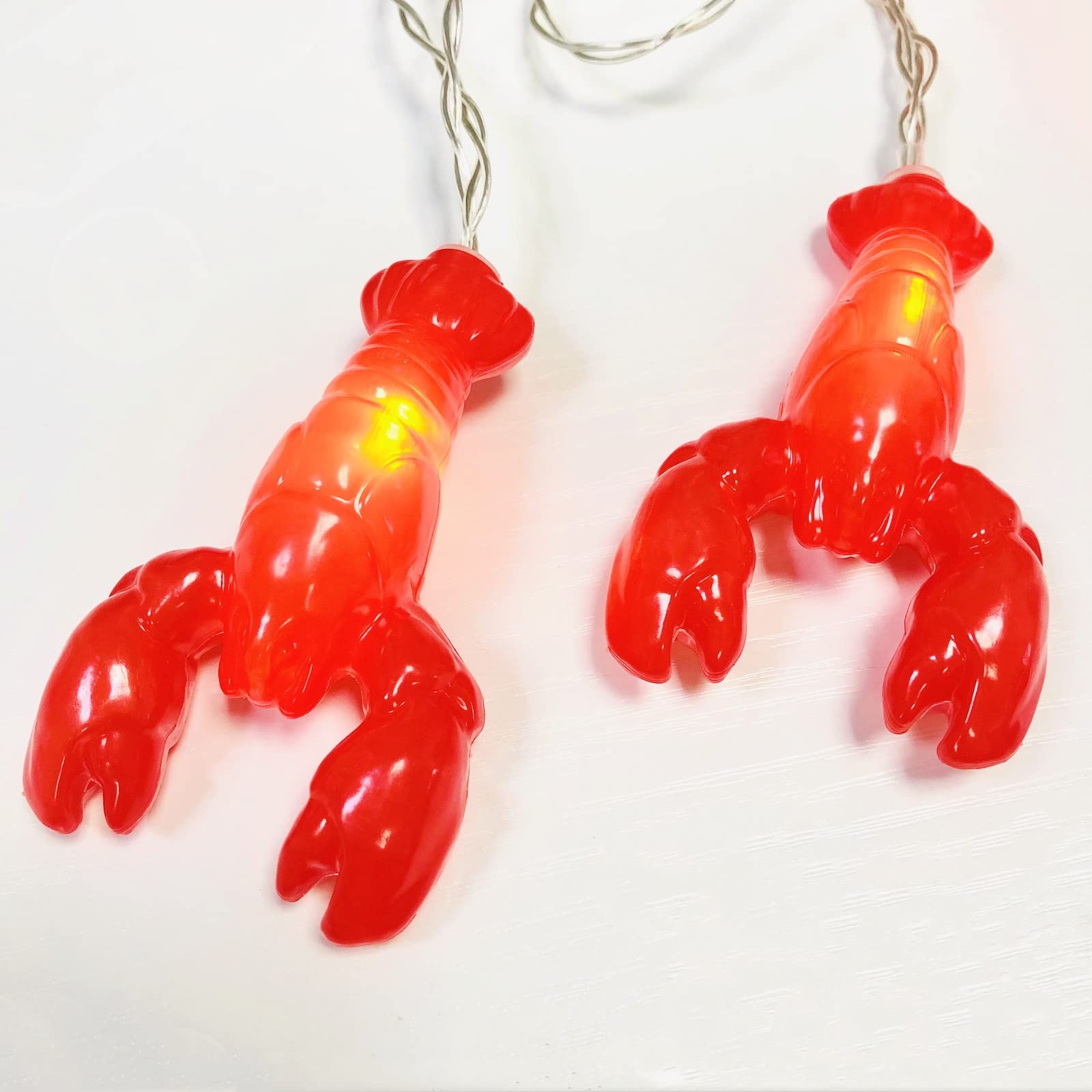 Guirlande lumineuse homard à piles 20 LED pour l'été, le camping, un mariage, un anniversaire, une chambre à coucher, une fête à la maison (3 m/20 LED, homard)